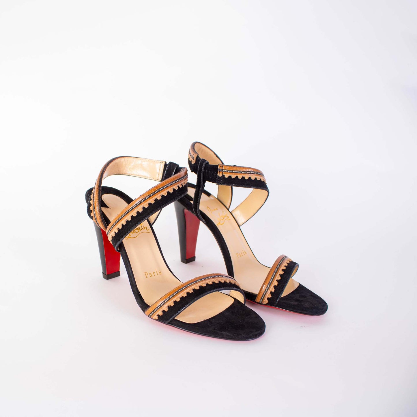 Christian Louboutin Elegant Suede Sandals with Leather Detail