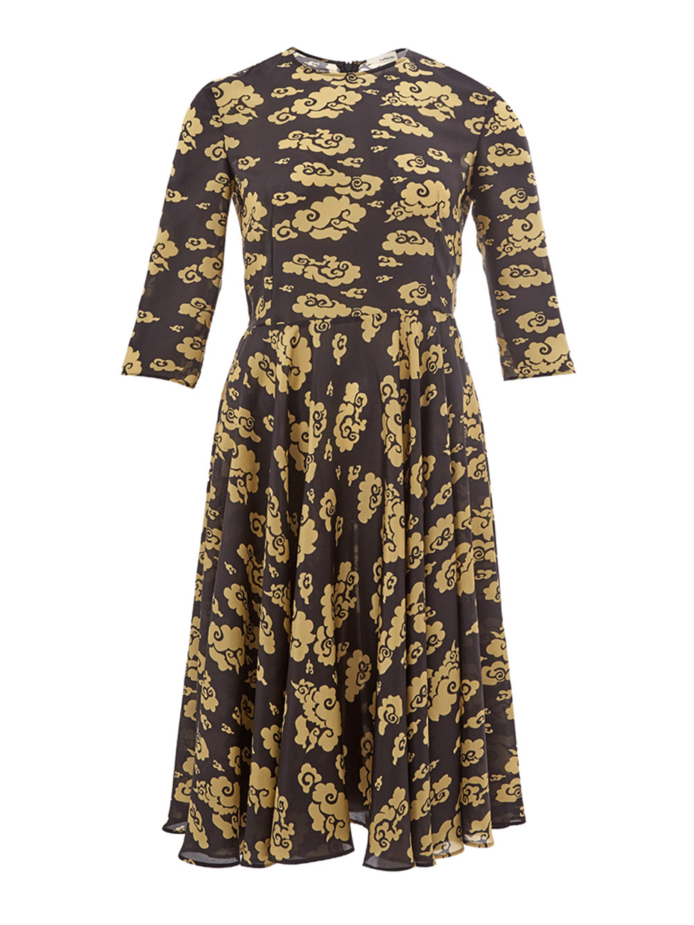 Lardini Elegant Silk Black and Gold Dress