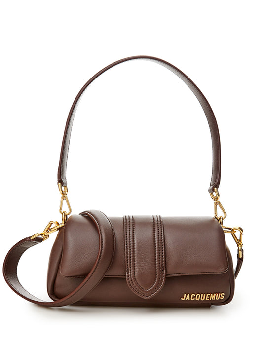 Jacquemus Chic Leather Shoulder Bag in Rich Brown