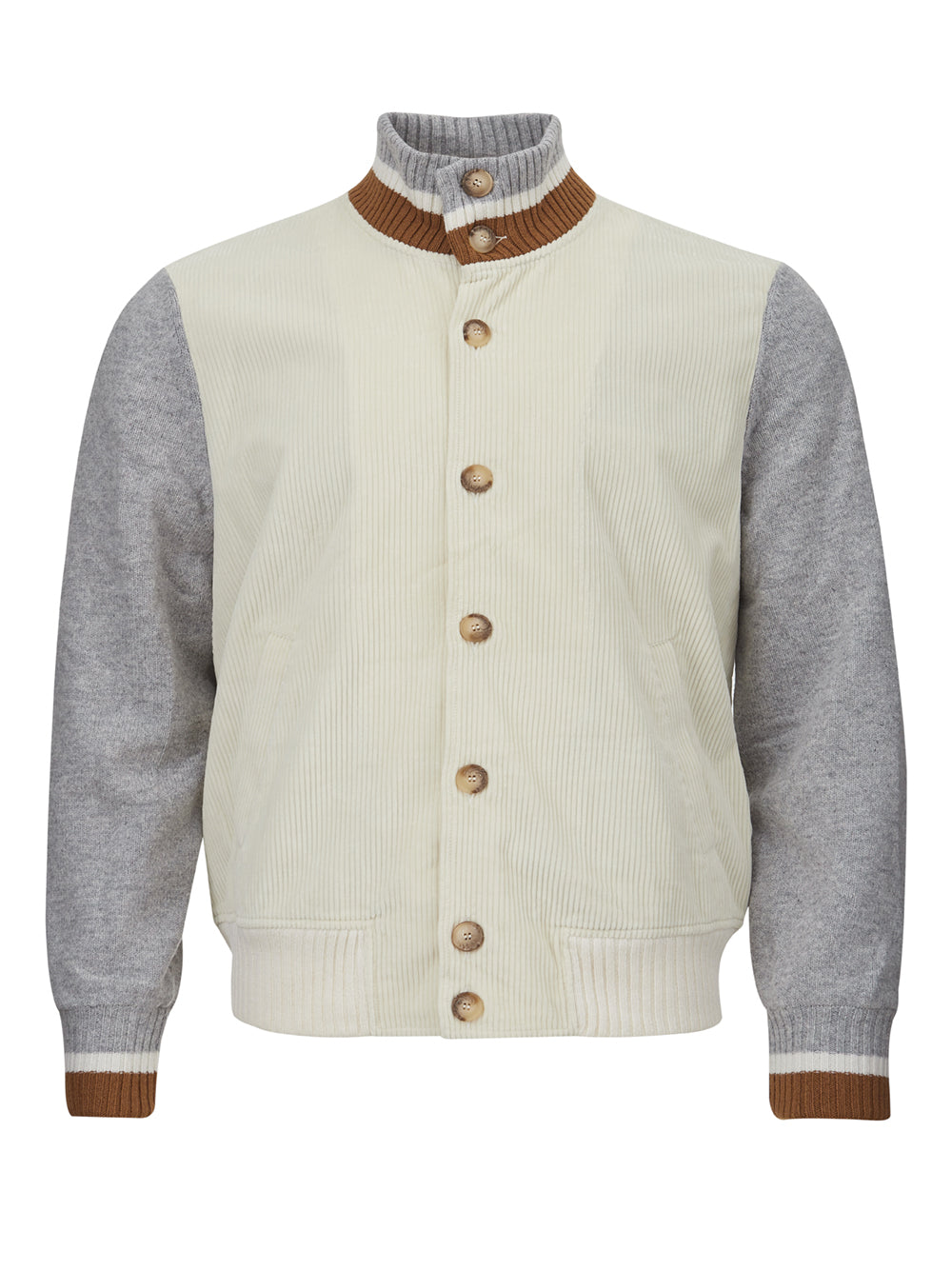 Gran Sasso Elegant White Wool Velvet Bomber Jacket