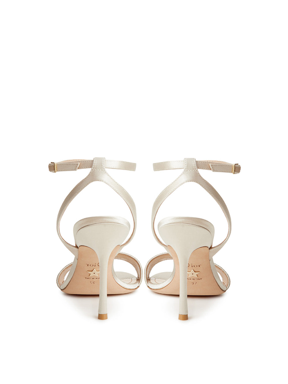 Dior Elegant Ivory Embroidered Heeled Sandals