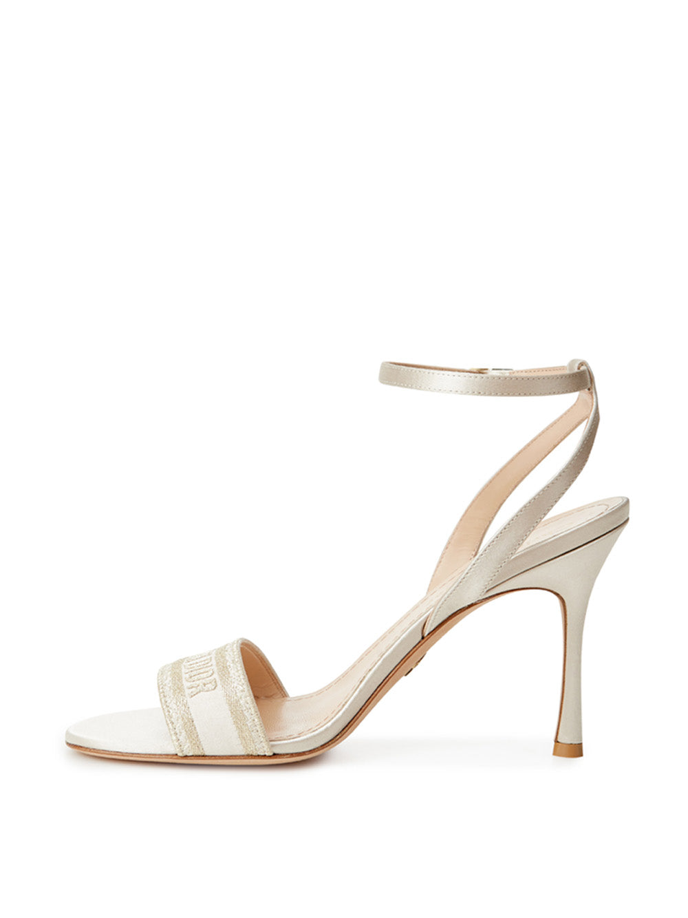 Dior Elegant Ivory Embroidered Heeled Sandals