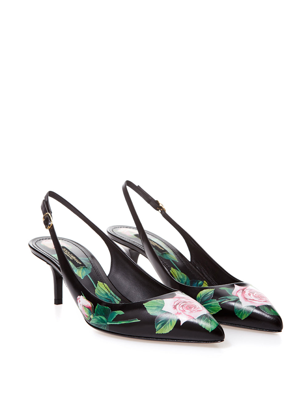 Dolce & Gabbana Elegant Floral Slingback Leather Heels