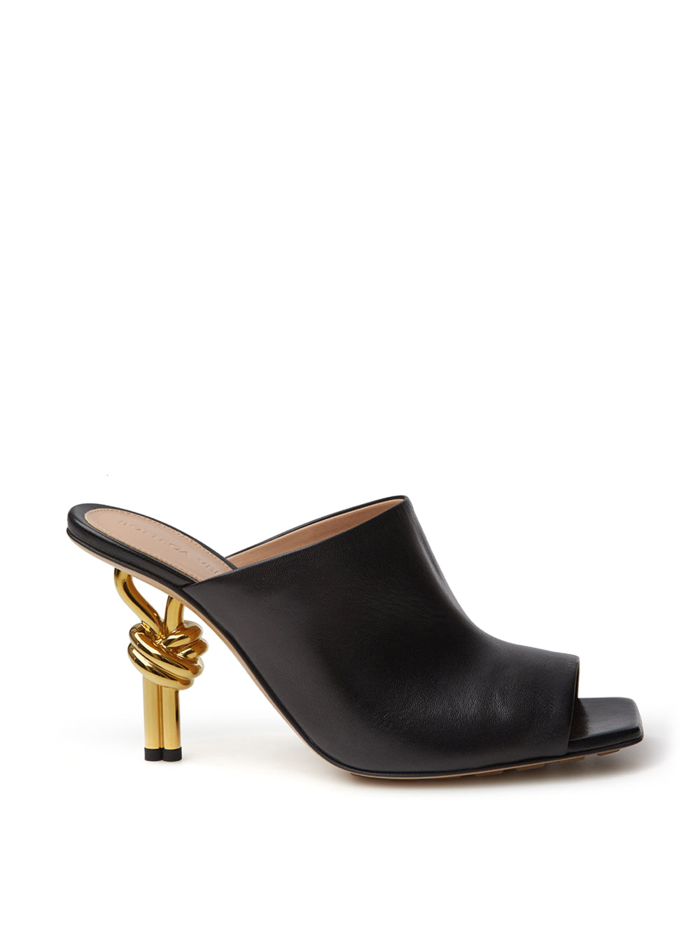 Bottega Veneta Elegant Black Leather Knot Mule Sandals