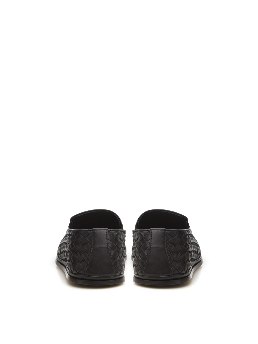 Bottega Veneta Elegant Black Leather Intreccio Slip-Ons