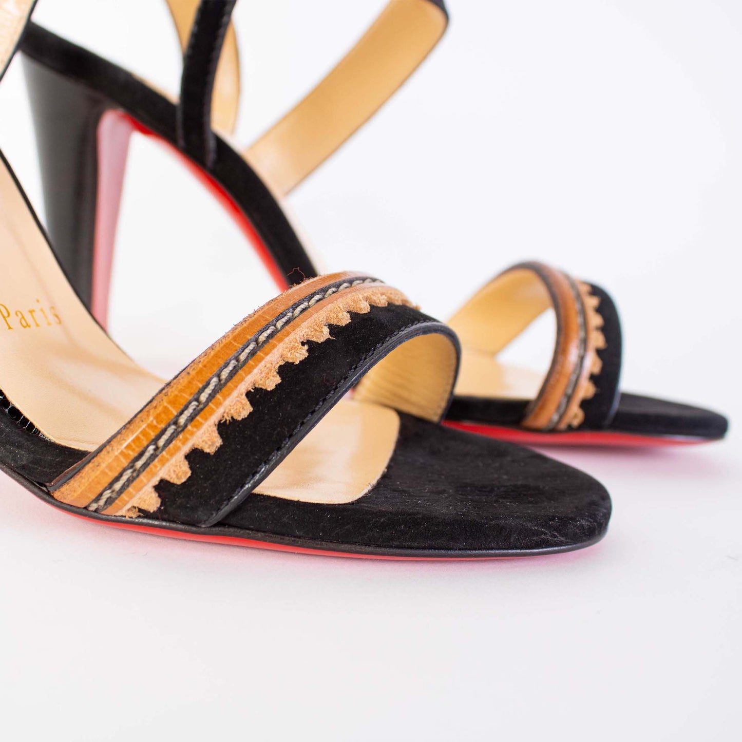 Christian Louboutin Elegant Suede Sandals with Leather Detail