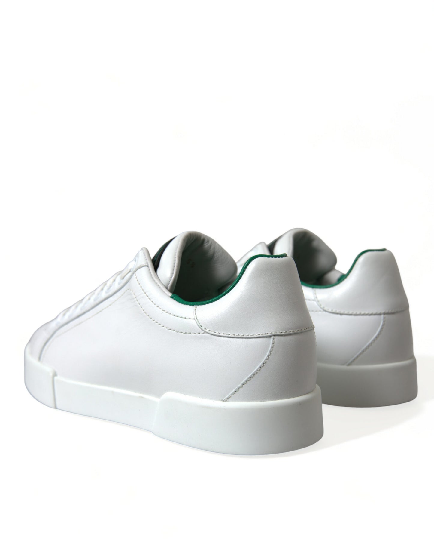 Dolce & Gabbana White Green Leather Portofino Sneakers Shoes