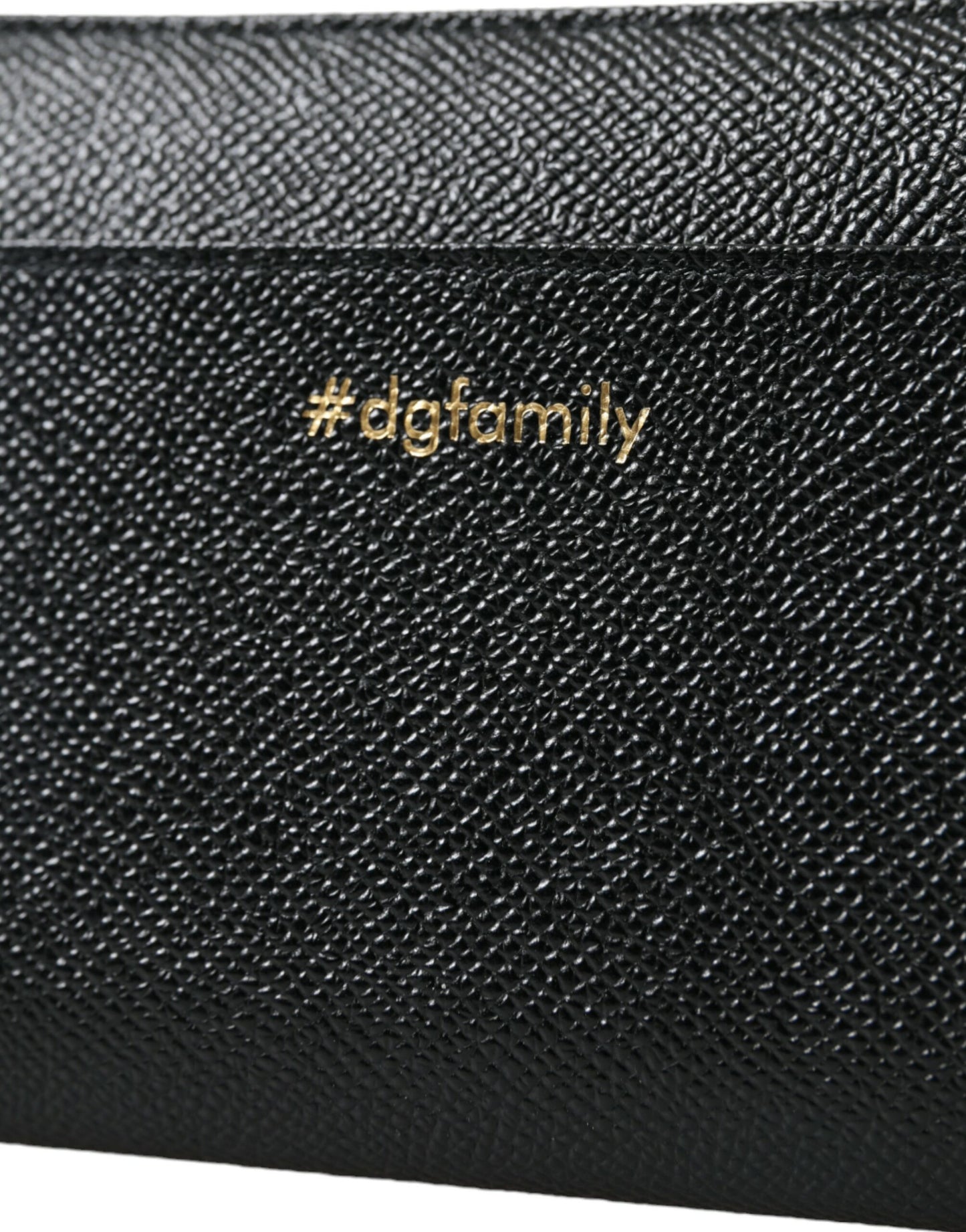 Dolce & Gabbana Black Leather #DGFAMILY Zip Around Continental Wallet