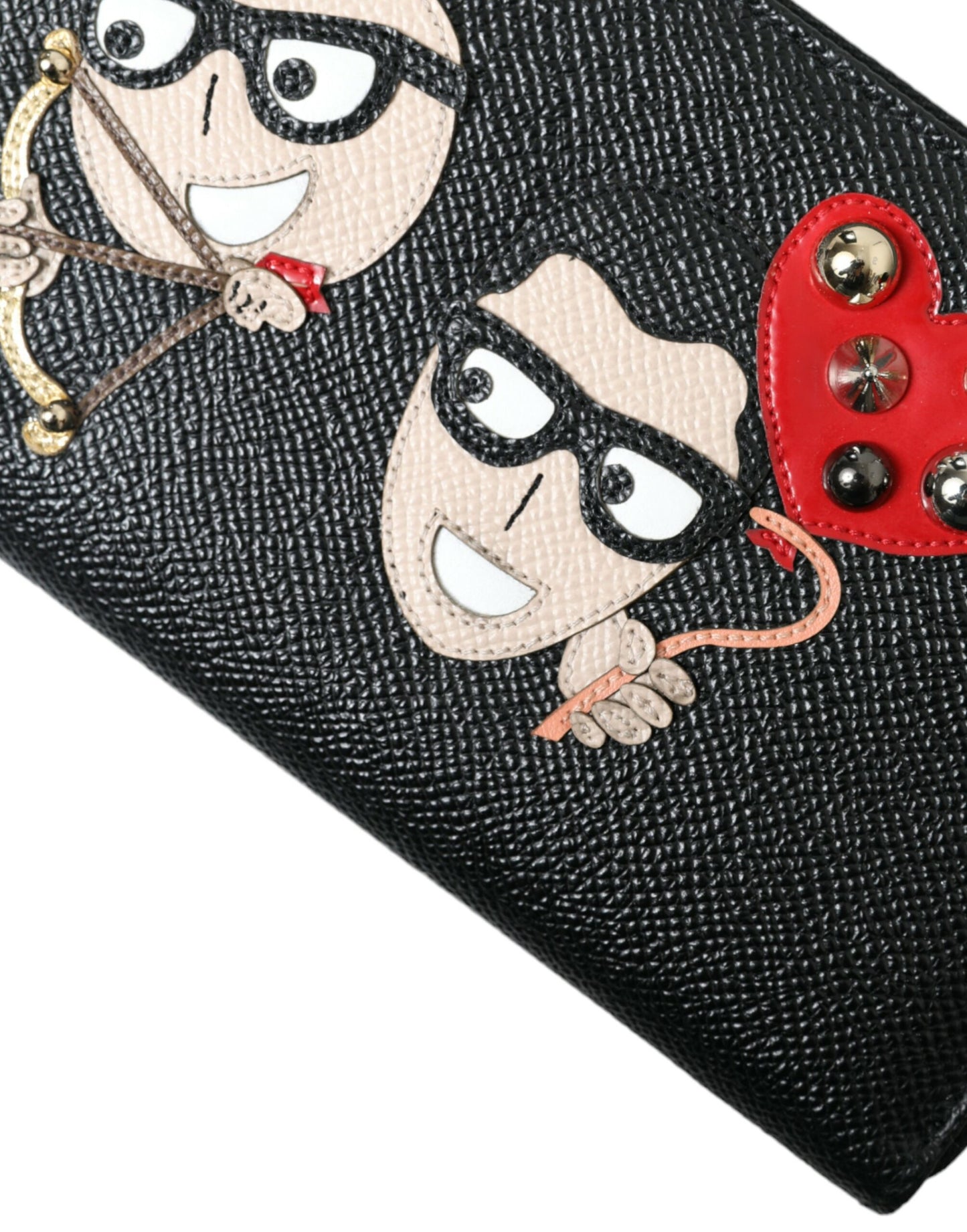 Dolce & Gabbana Black Leather #DGFAMILY Zip Around Continental Wallet