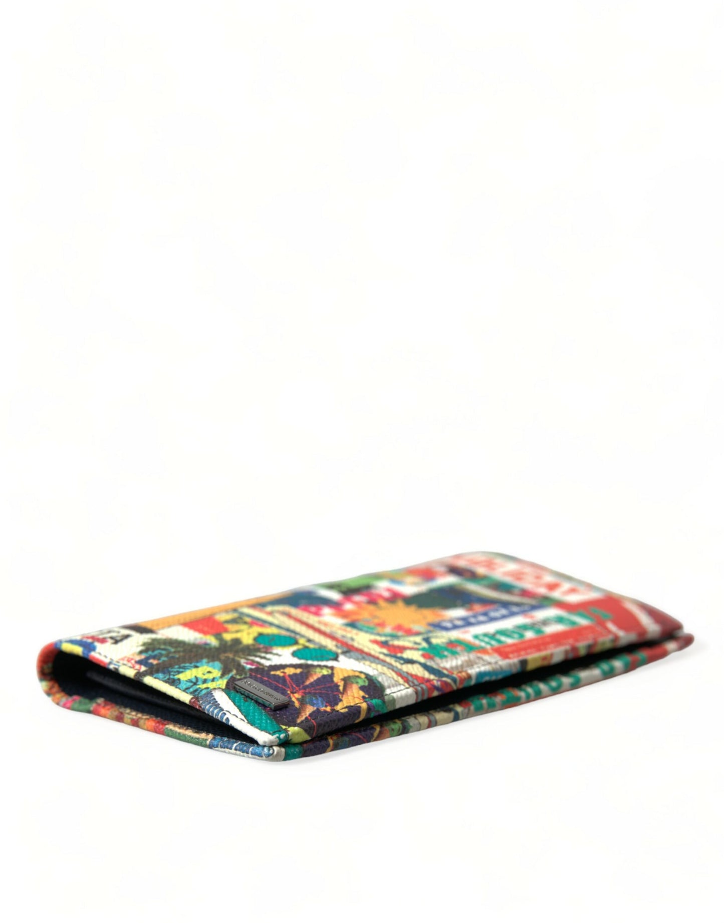 Dolce & Gabbana Multicolor Holiday Print Leather Long Bifold Card Holder Wallet