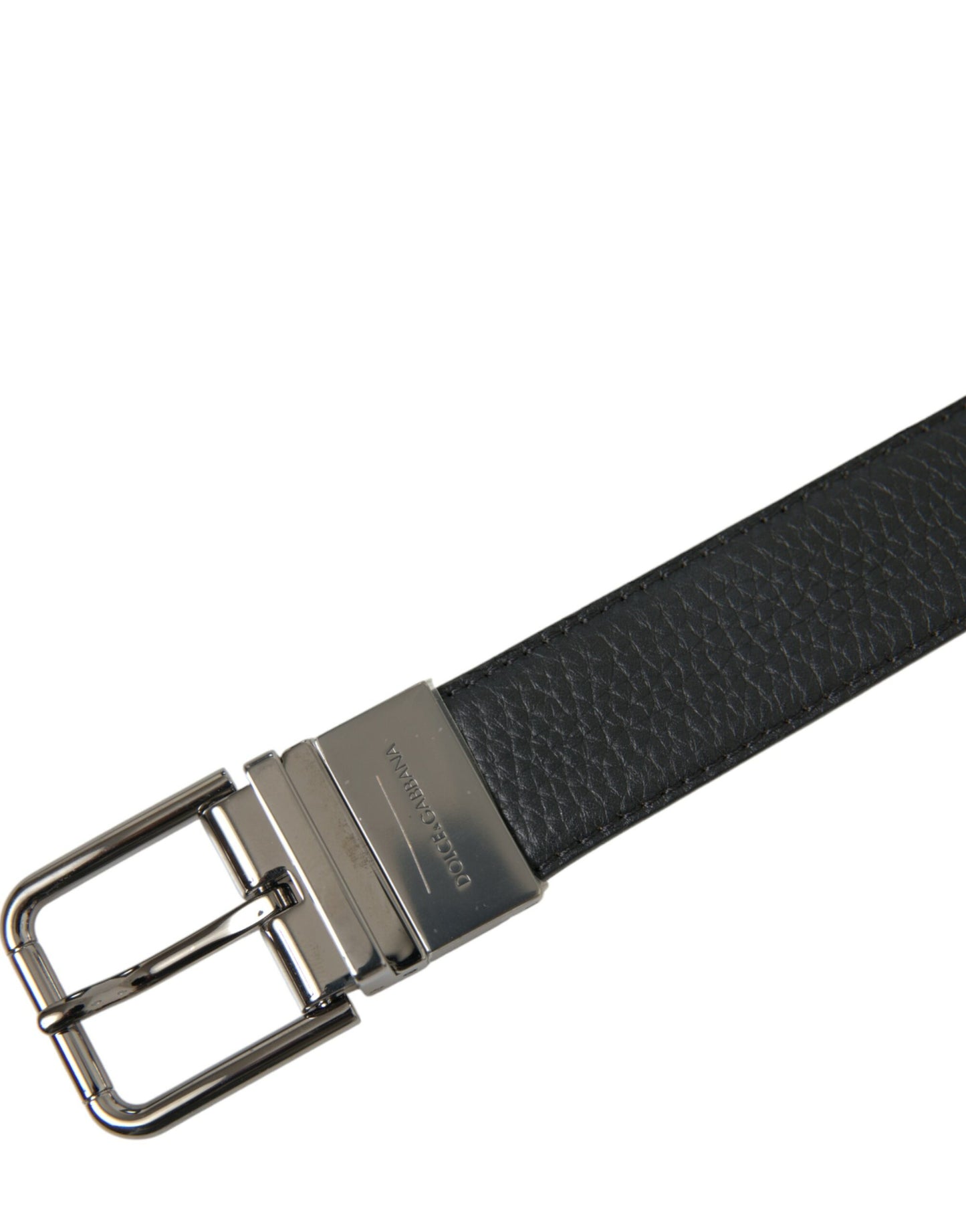 Dolce & Gabbana Black Leather Metal Buckle Men Belt