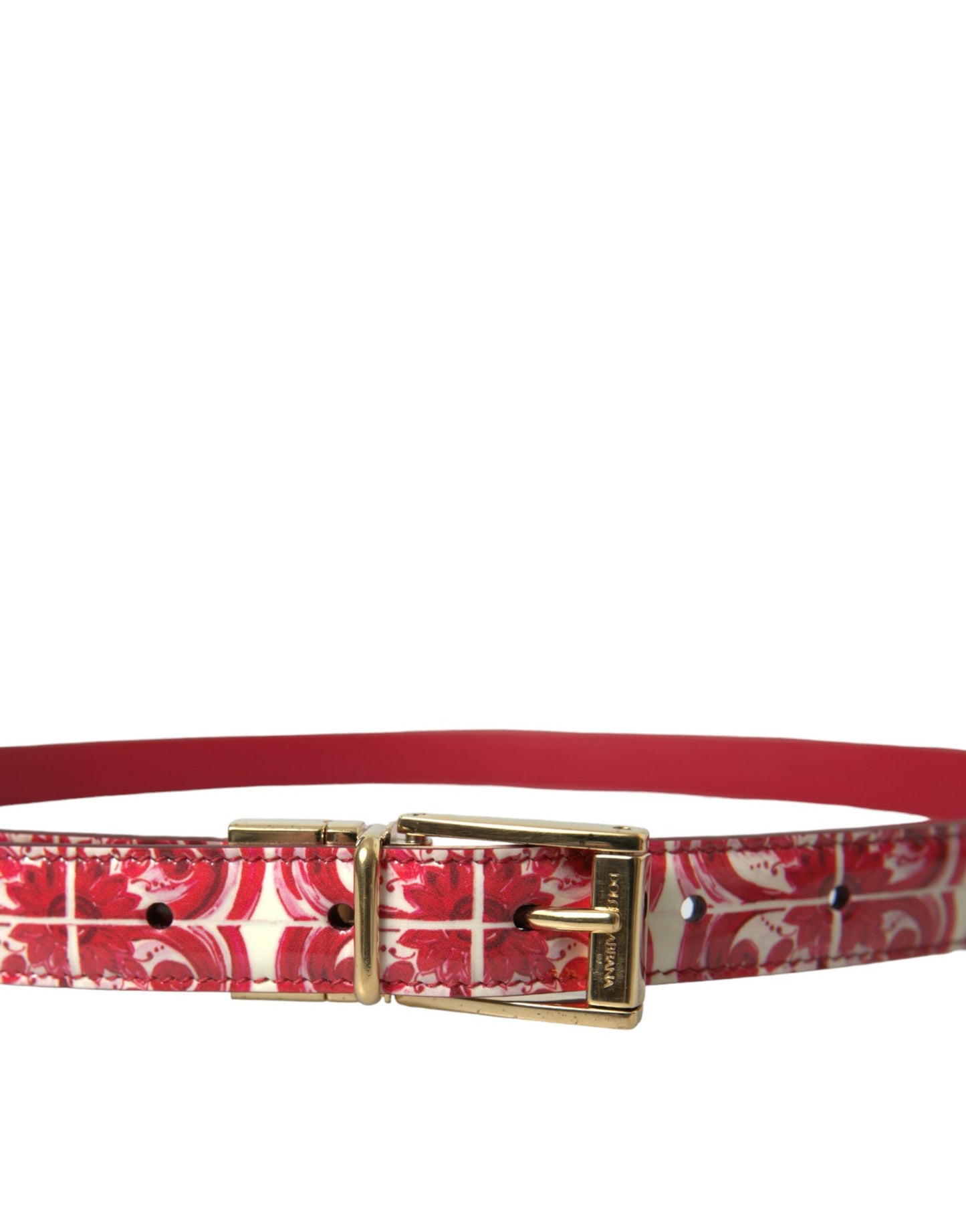 Dolce & Gabbana Red Sicily Leather Gold Metal Buckle Belt