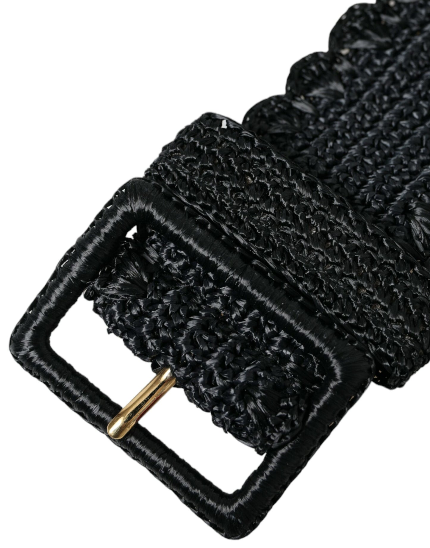 Dolce & Gabbana Black Braided Canvas Women Wide Waist Belt