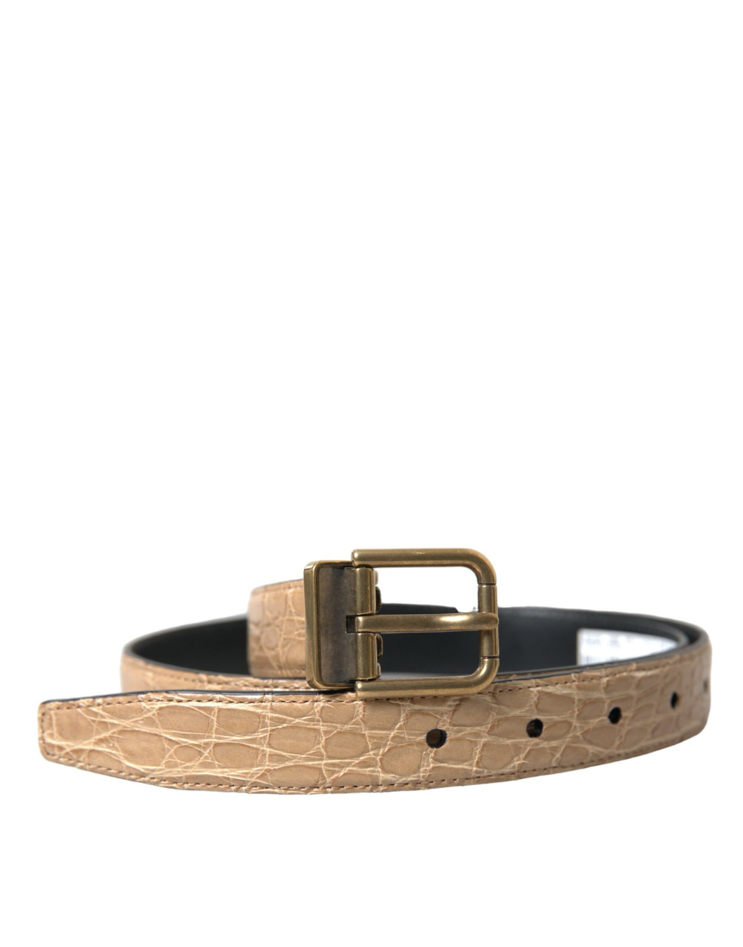 Dolce & Gabbana Beige Exotic Leather Gold Metal Buckle Belt