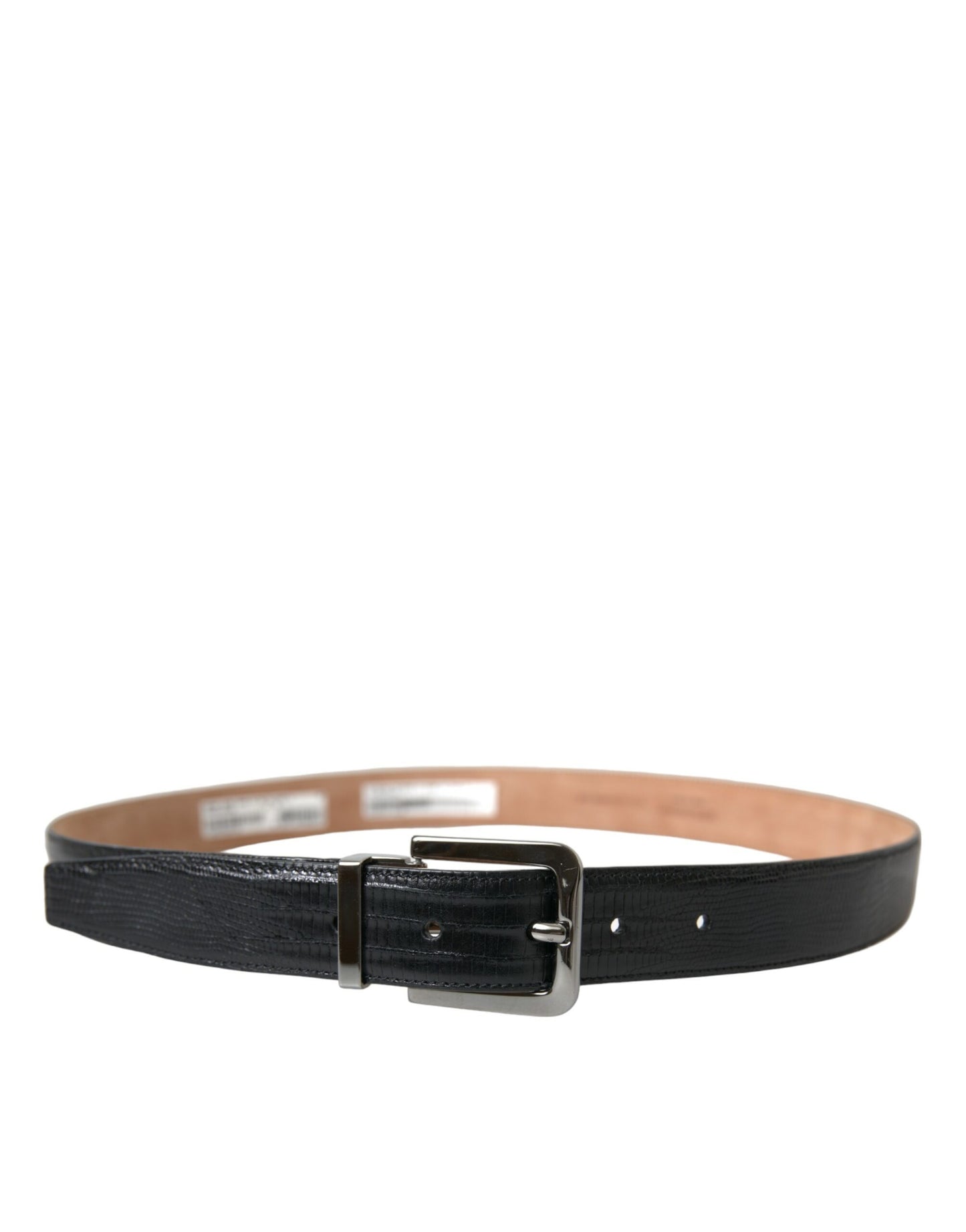 Dolce & Gabbana Black Leather Silver Metal Buckle Belt