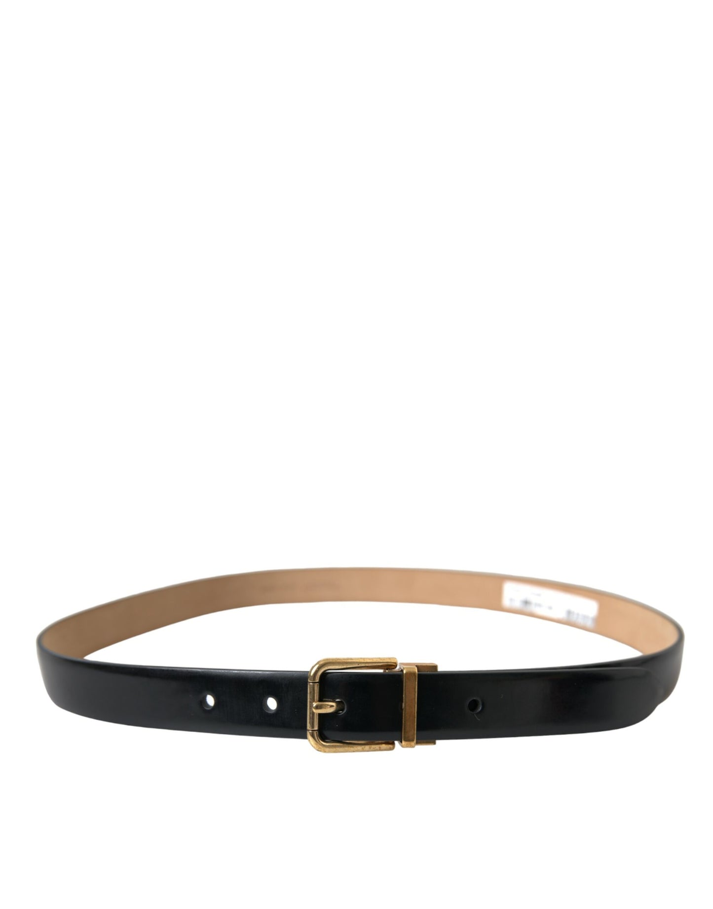 Dolce & Gabbana Black Calf Leather Gold Metal Buckle Belt