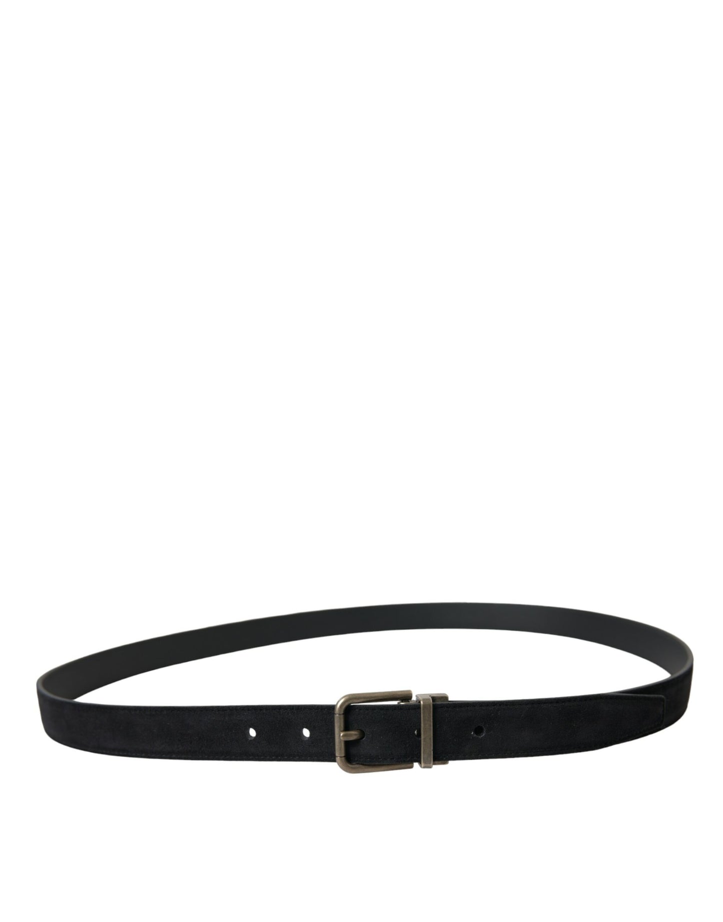 Dolce & Gabbana Black Goat Leather Antique Metal Buckle Belt