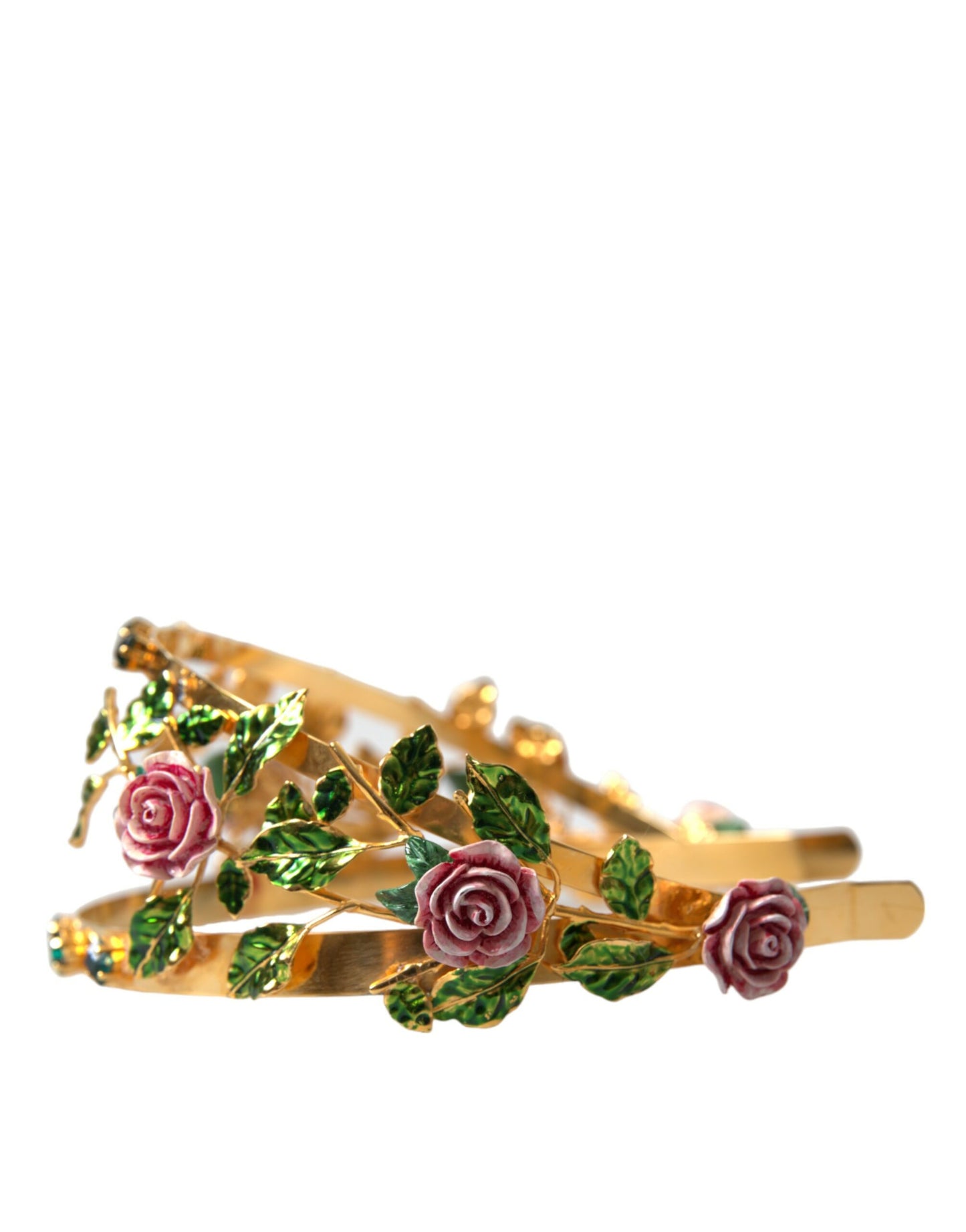 Dolce & Gabbana Gold Brass Roses Crystal Embellished Headband Diadem