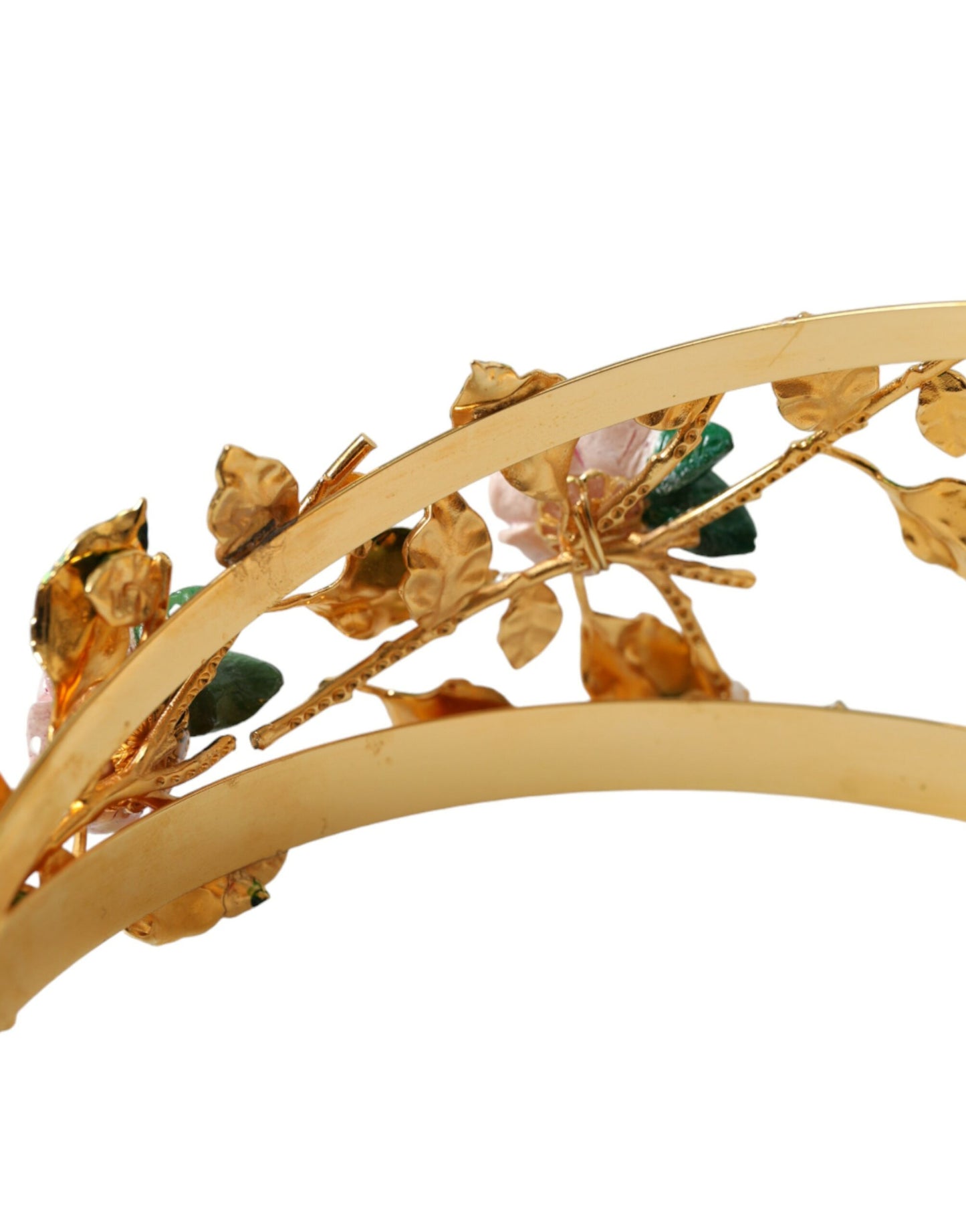 Dolce & Gabbana Gold Brass Roses Crystal Embellished Headband Diadem