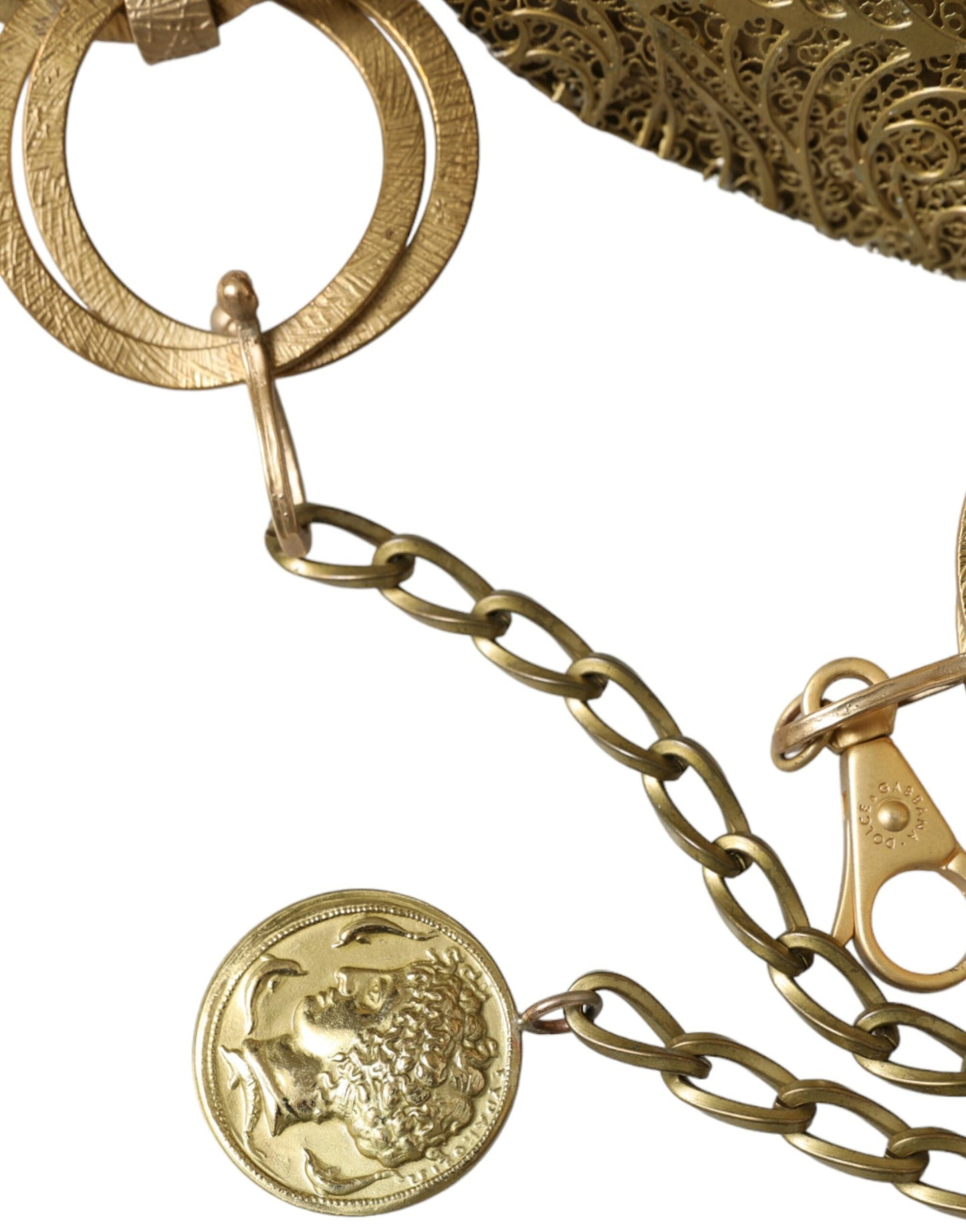 Dolce & Gabbana Gold Tone Brass Oversized Round Coin MONETE Belt