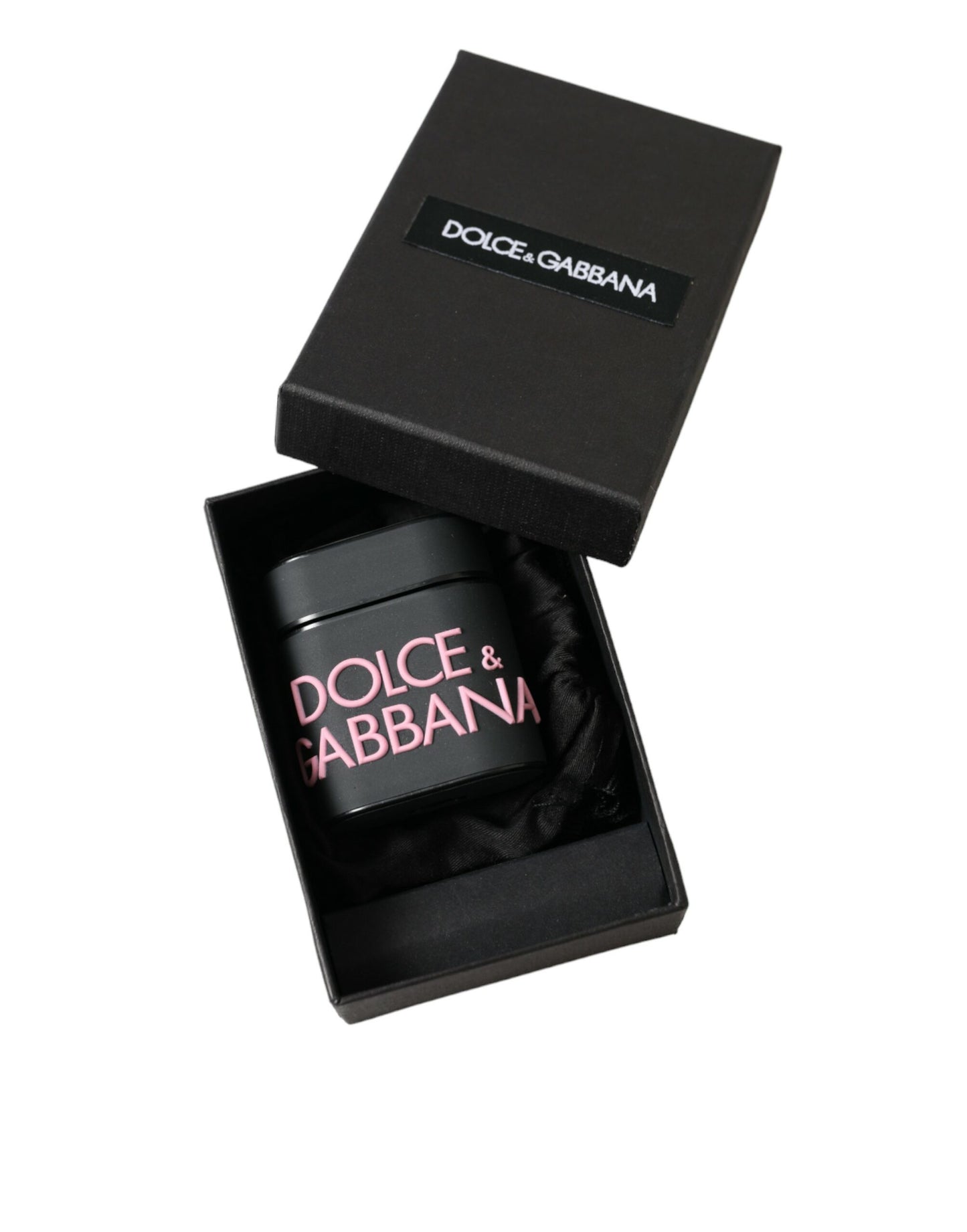 Dolce & Gabbana Black Pink Silicone Embossed Logo Airpods Case