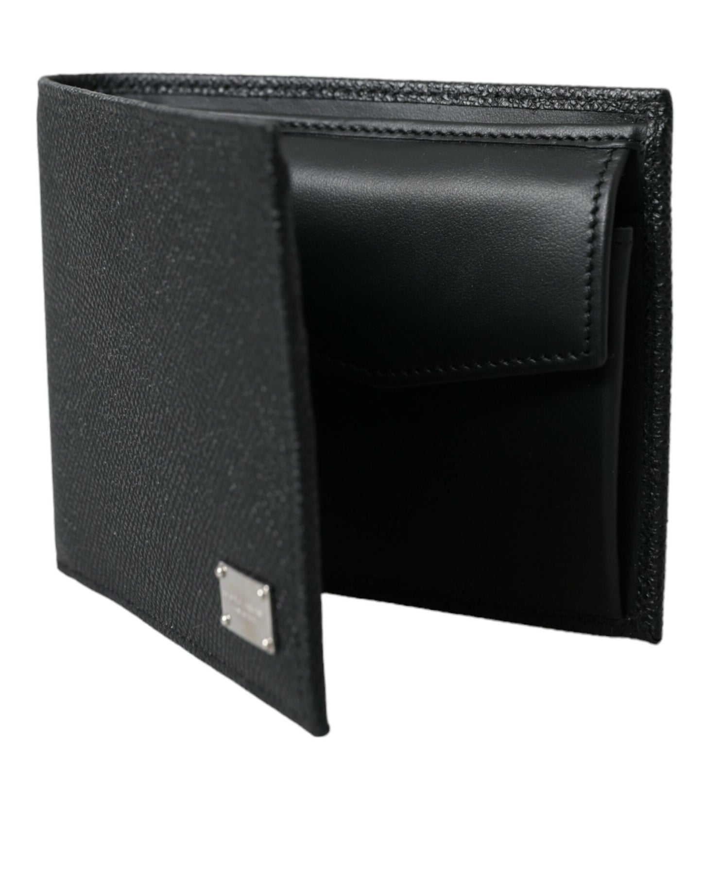 Dolce & Gabbana Black Calfskin Leather Bifold Card Holder Logo Wallet