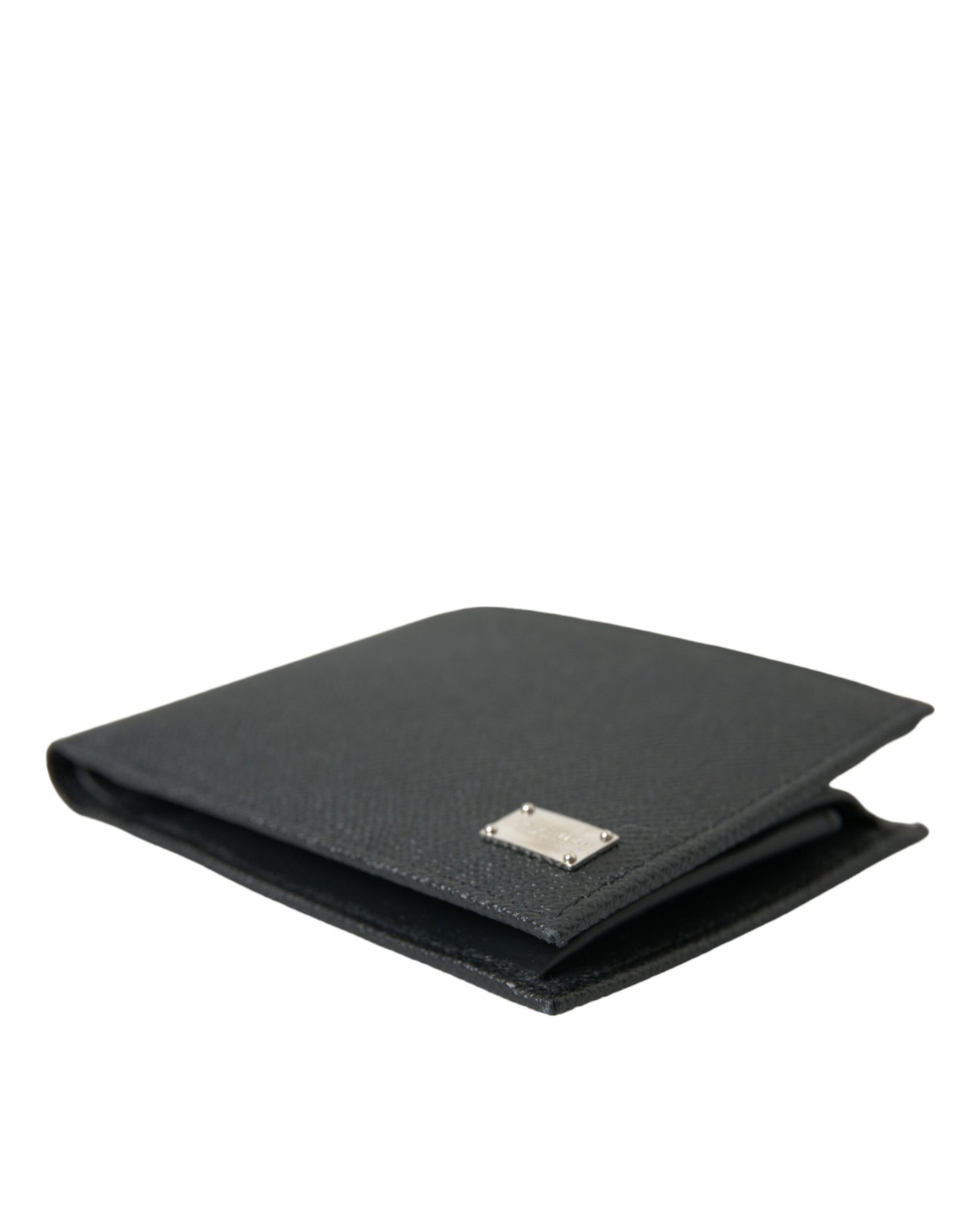 Dolce & Gabbana Black Calfskin Leather Bifold Card Holder Logo Wallet