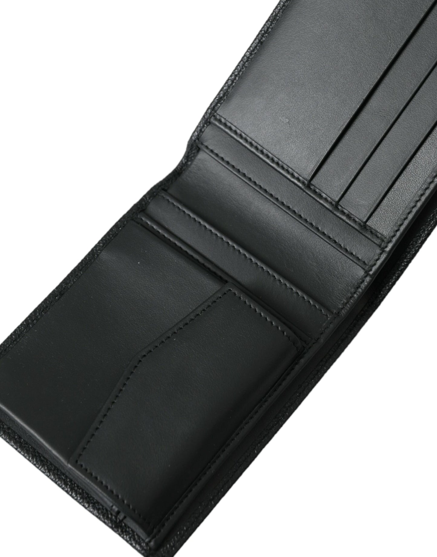 Dolce & Gabbana Black Calfskin Leather Bifold Card Holder Logo Wallet