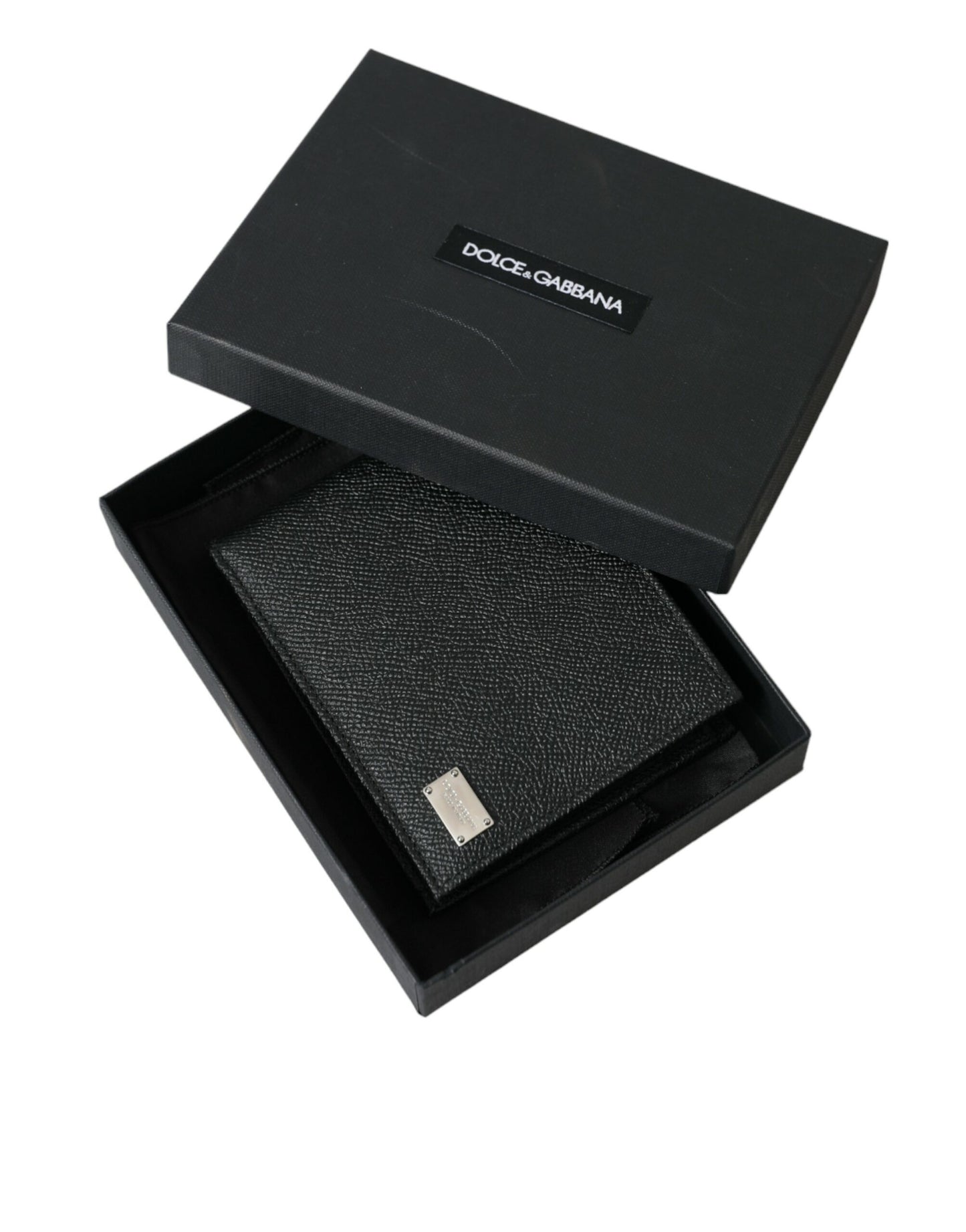 Dolce & Gabbana Black Calfskin Leather Bifold Card Holder Logo Wallet