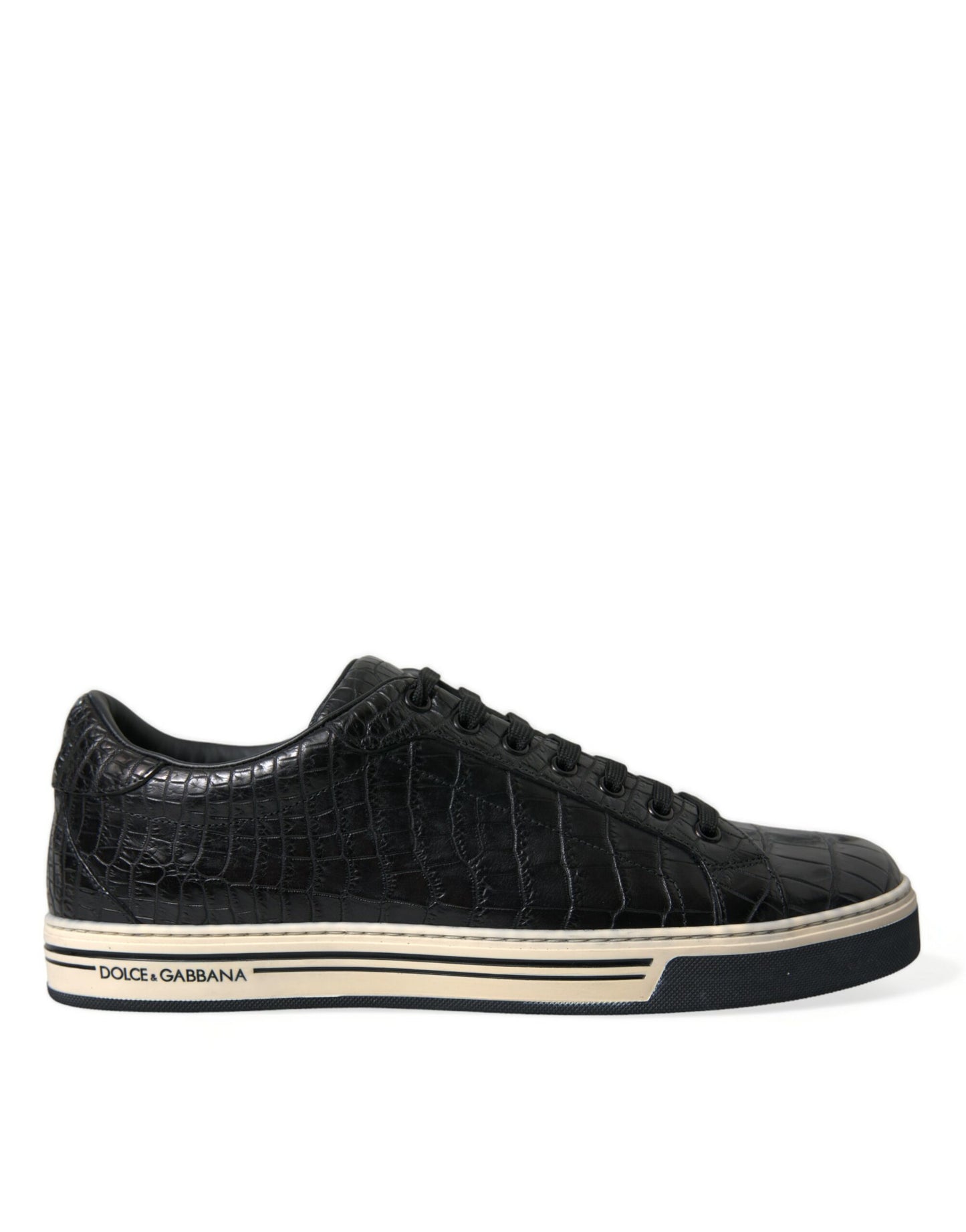 Dolce & Gabbana Black Croc Exotic Leather Men Casual Sneakers Shoes