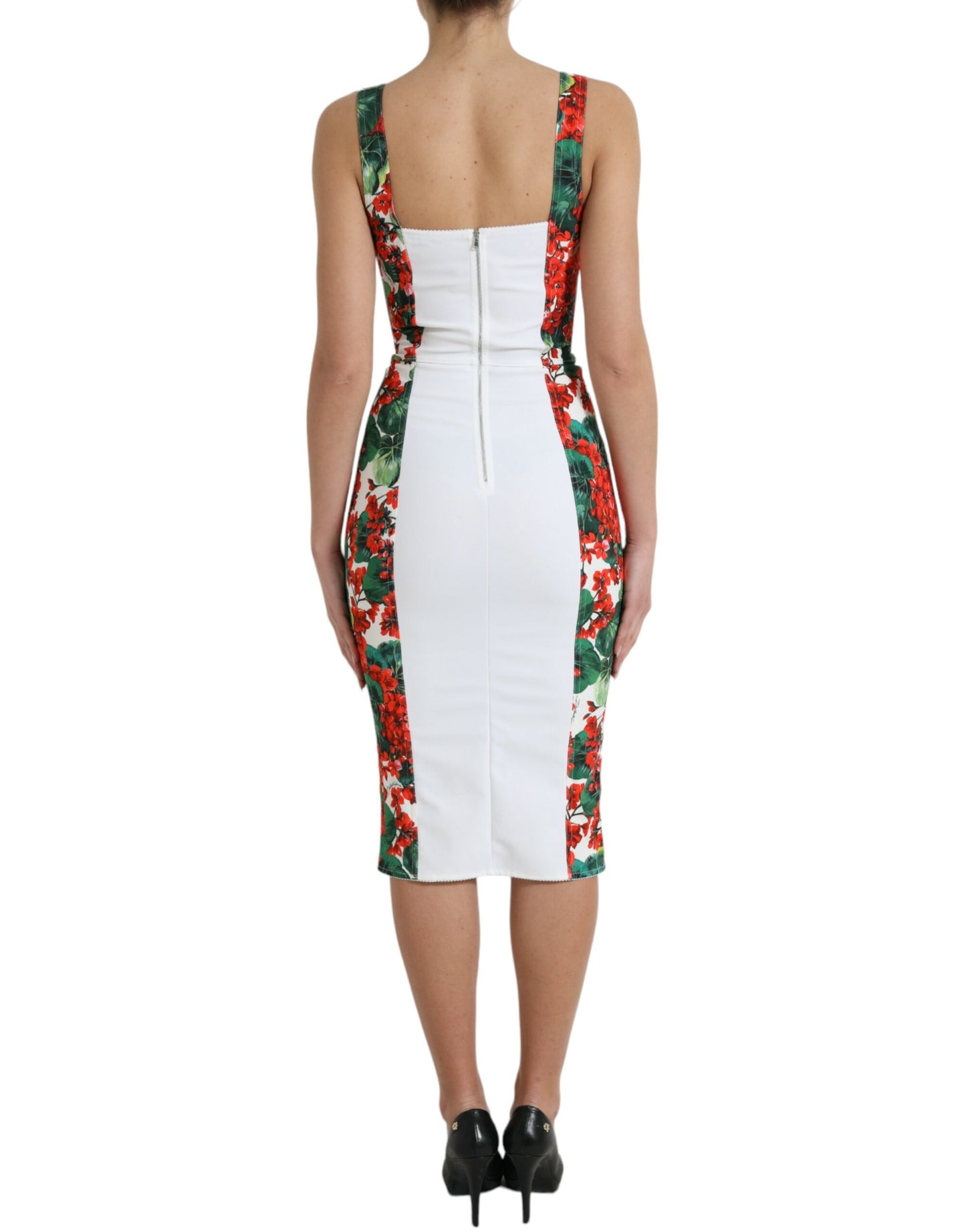 Dolce & Gabbana Multicolor Geranium Viscose Sheath Midi Dress