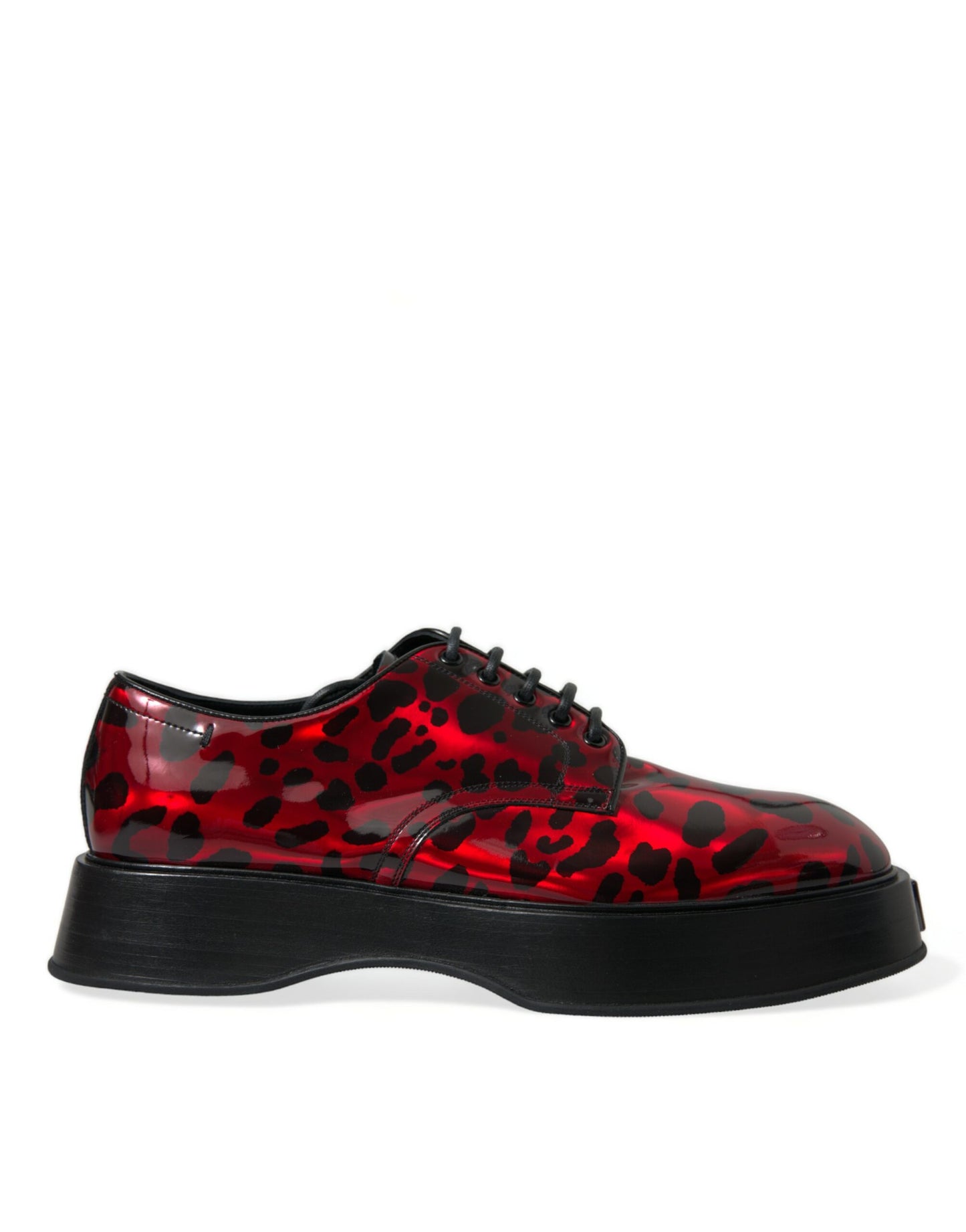 Dolce & Gabbana Red Leopard Calfskin Lace Up Derby Dress Shoes