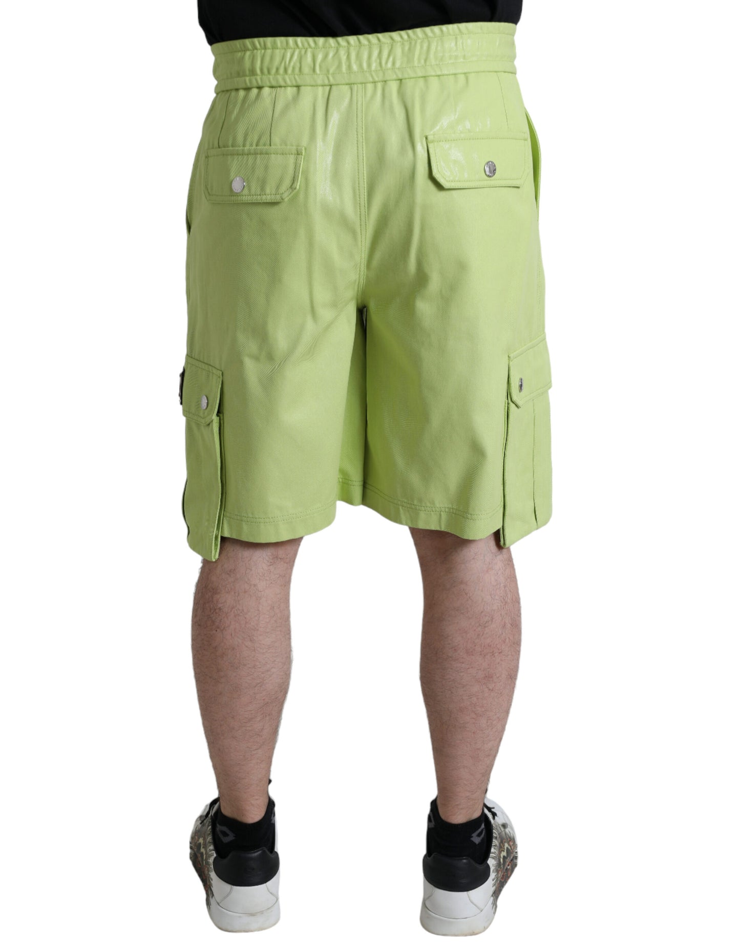 Dolce & Gabbana Light Green Cotton Men Cargo Bermuda Shorts