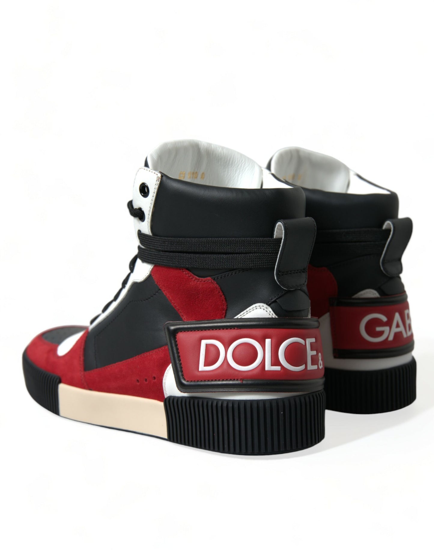 Dolce & Gabbana Black Red Leather High Top Miami Sneakers Shoes