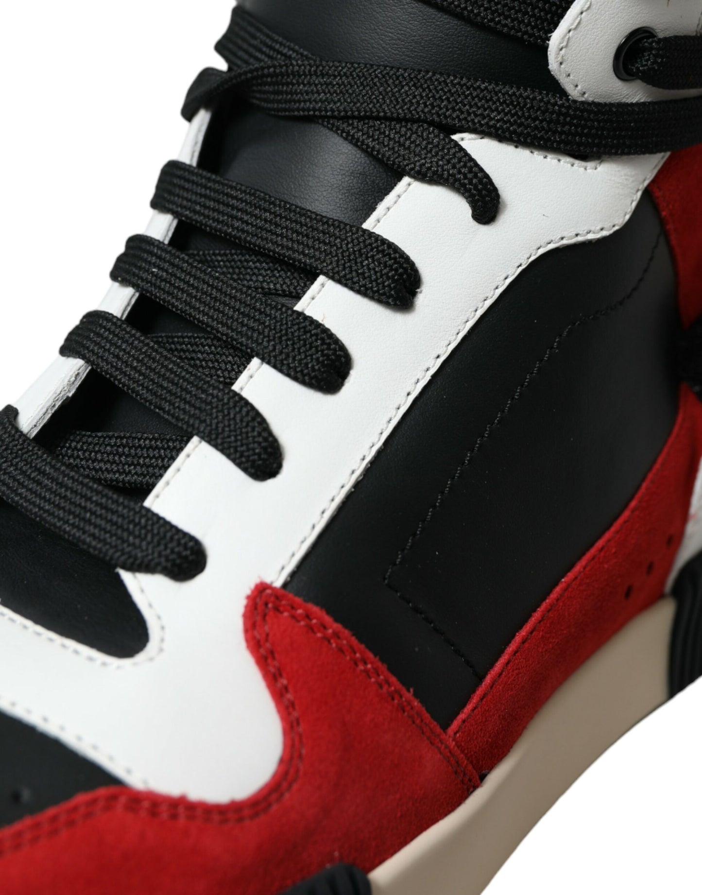 Dolce & Gabbana Black Red Leather High Top Miami Sneakers Shoes