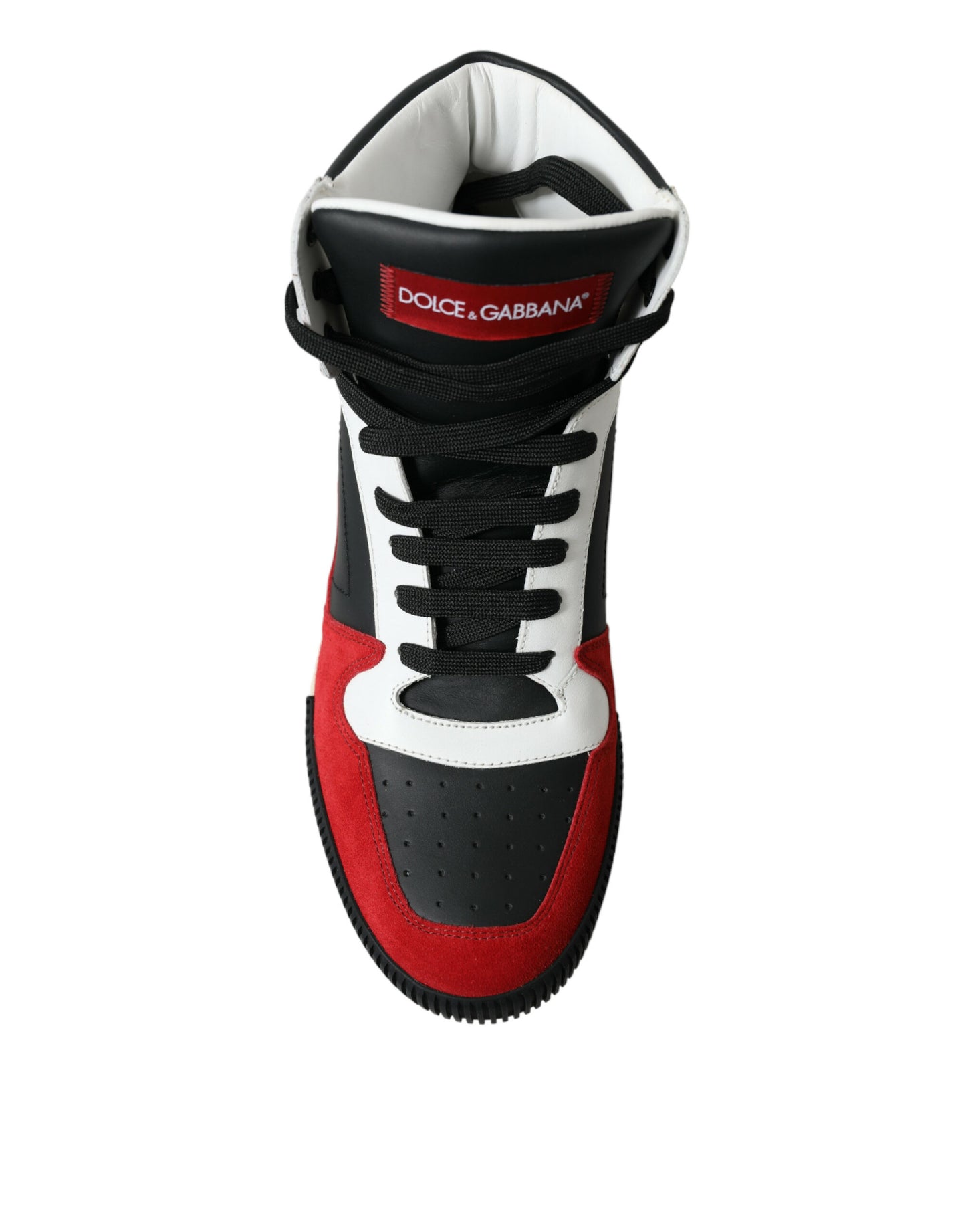 Dolce & Gabbana Black Red Leather High Top Miami Sneakers Shoes