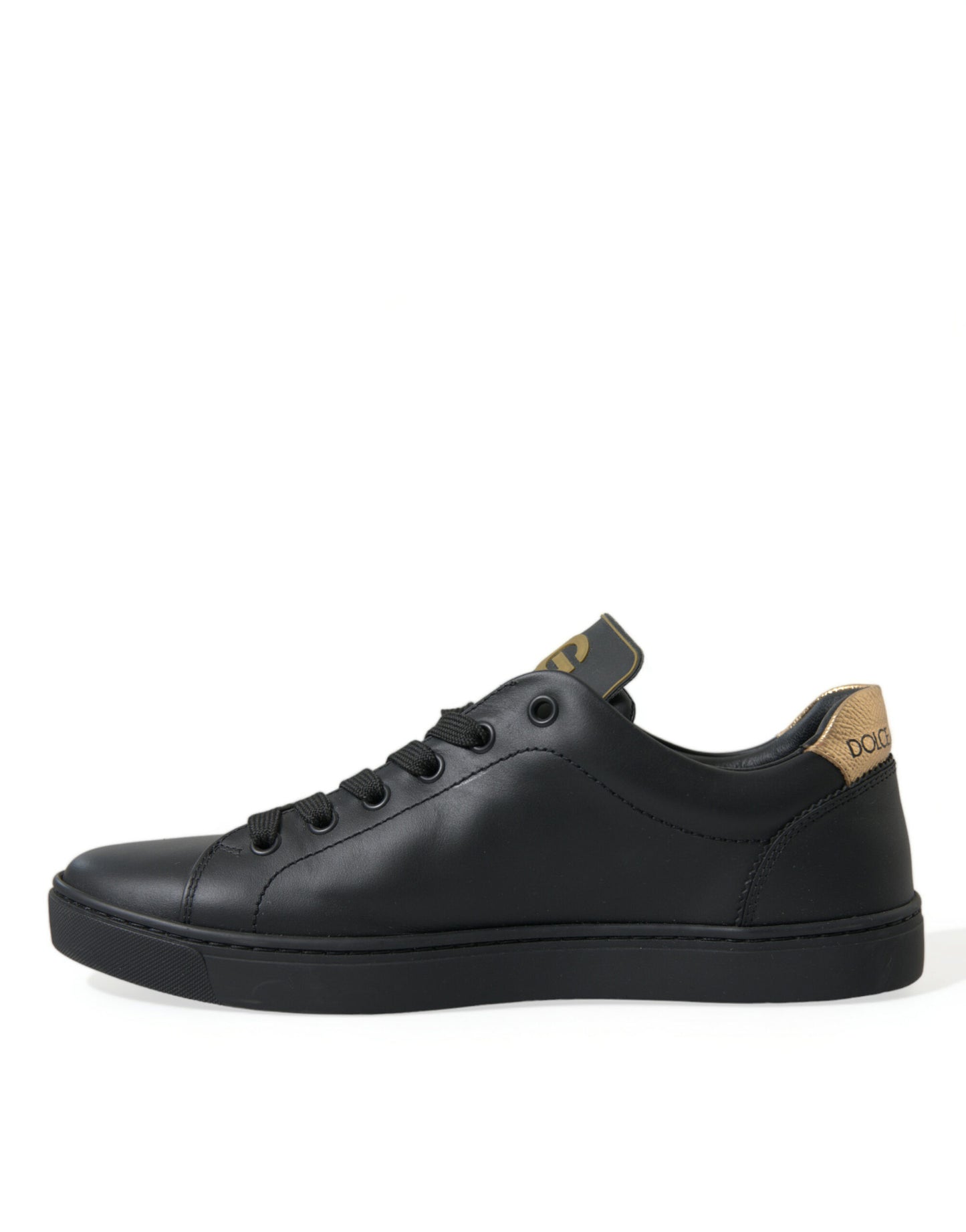 Dolce & Gabbana Black Leather Sacred Heart Sneakers Shoes