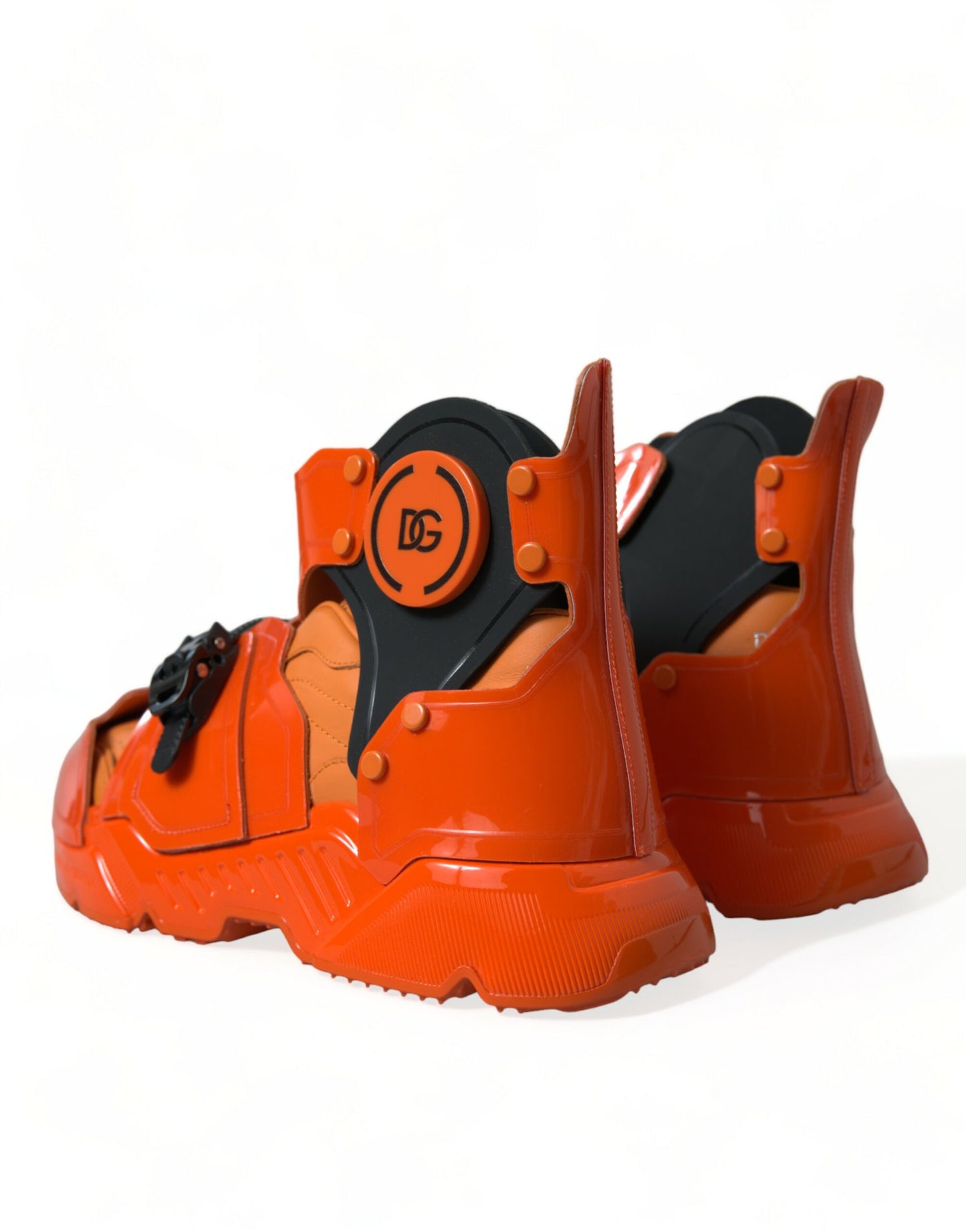 Dolce & Gabbana Orange Multi Panel Chunky High Top Sneakers Shoes