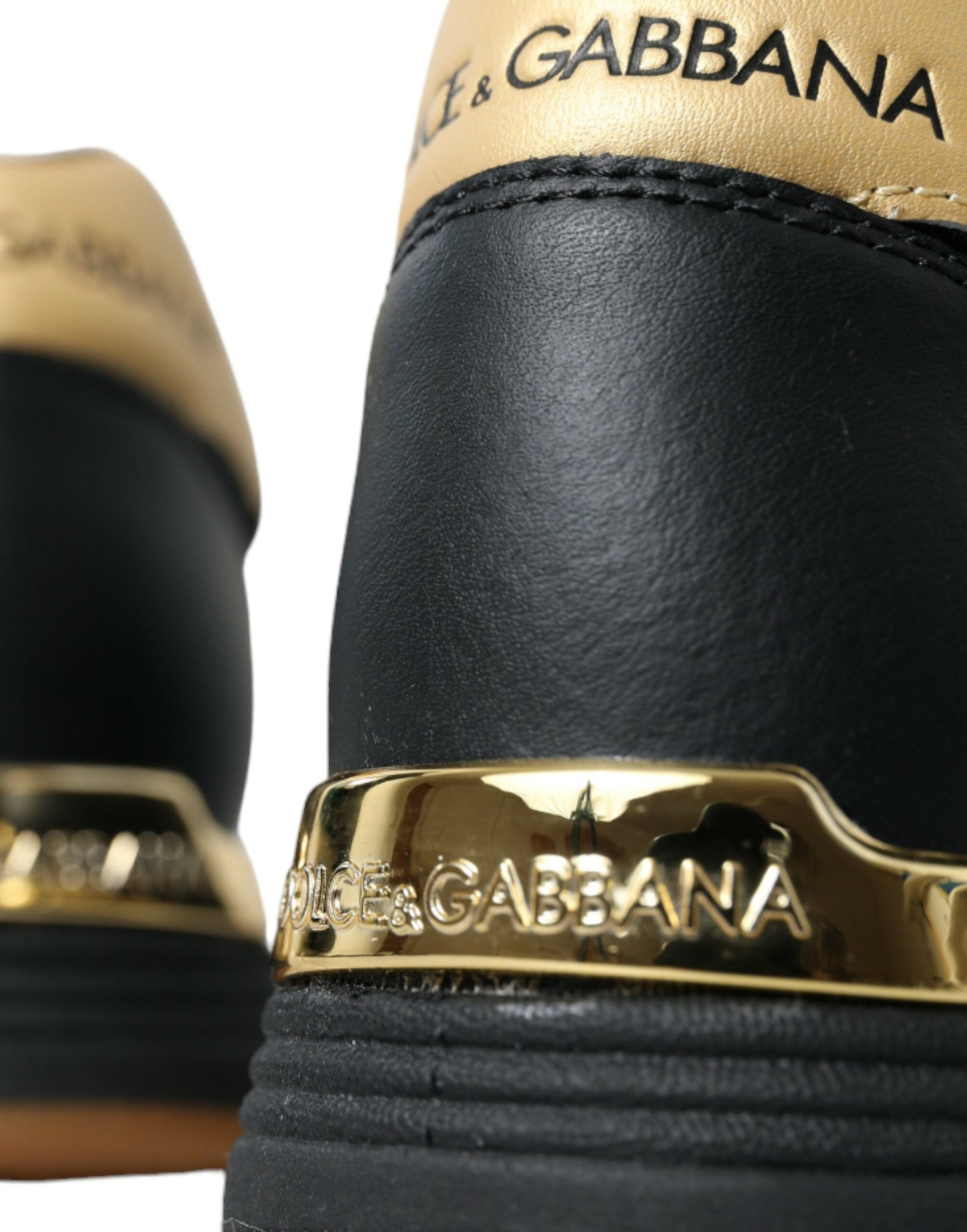 Dolce & Gabbana Black Leather Low Top  Sneakers Shoes