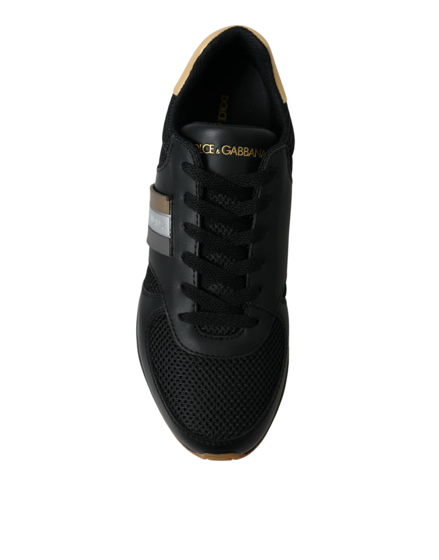 Dolce & Gabbana Black Leather Low Top  Sneakers Shoes