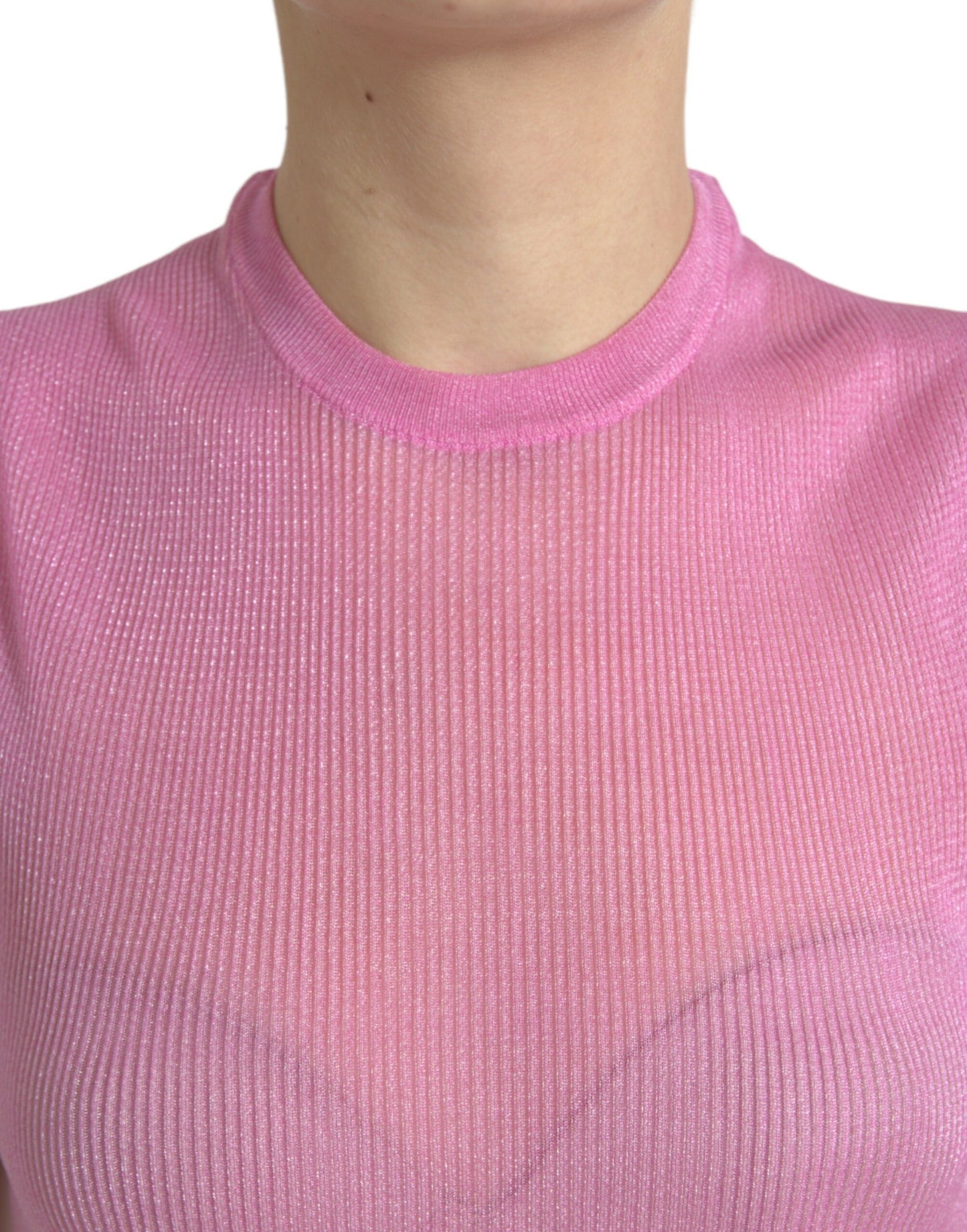 Dolce & Gabbana Pink See Through Crewneck Sleeveless Tank Top