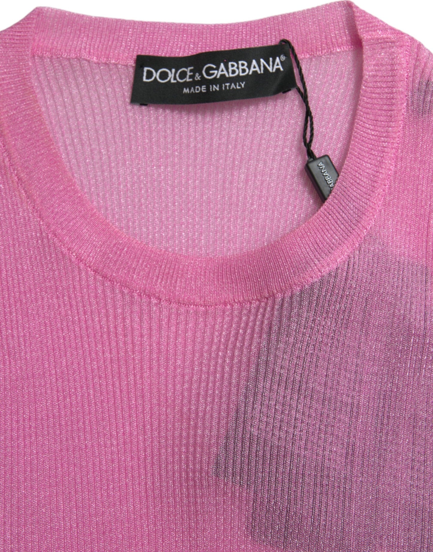 Dolce & Gabbana Pink See Through Crewneck Sleeveless Tank Top