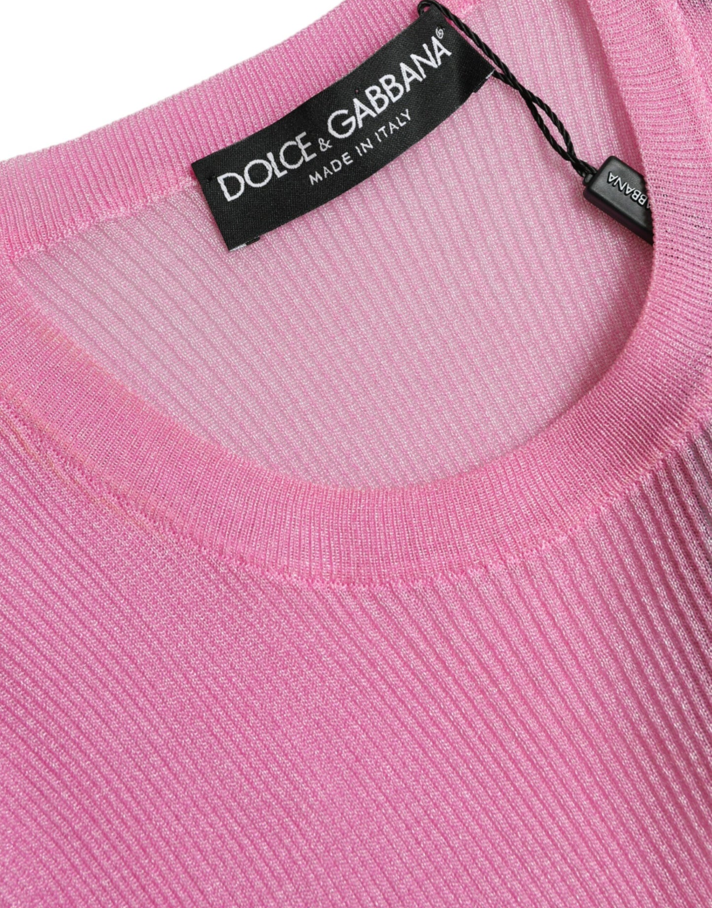 Dolce & Gabbana Pink See Through Crewneck Sleeveless Tank Top