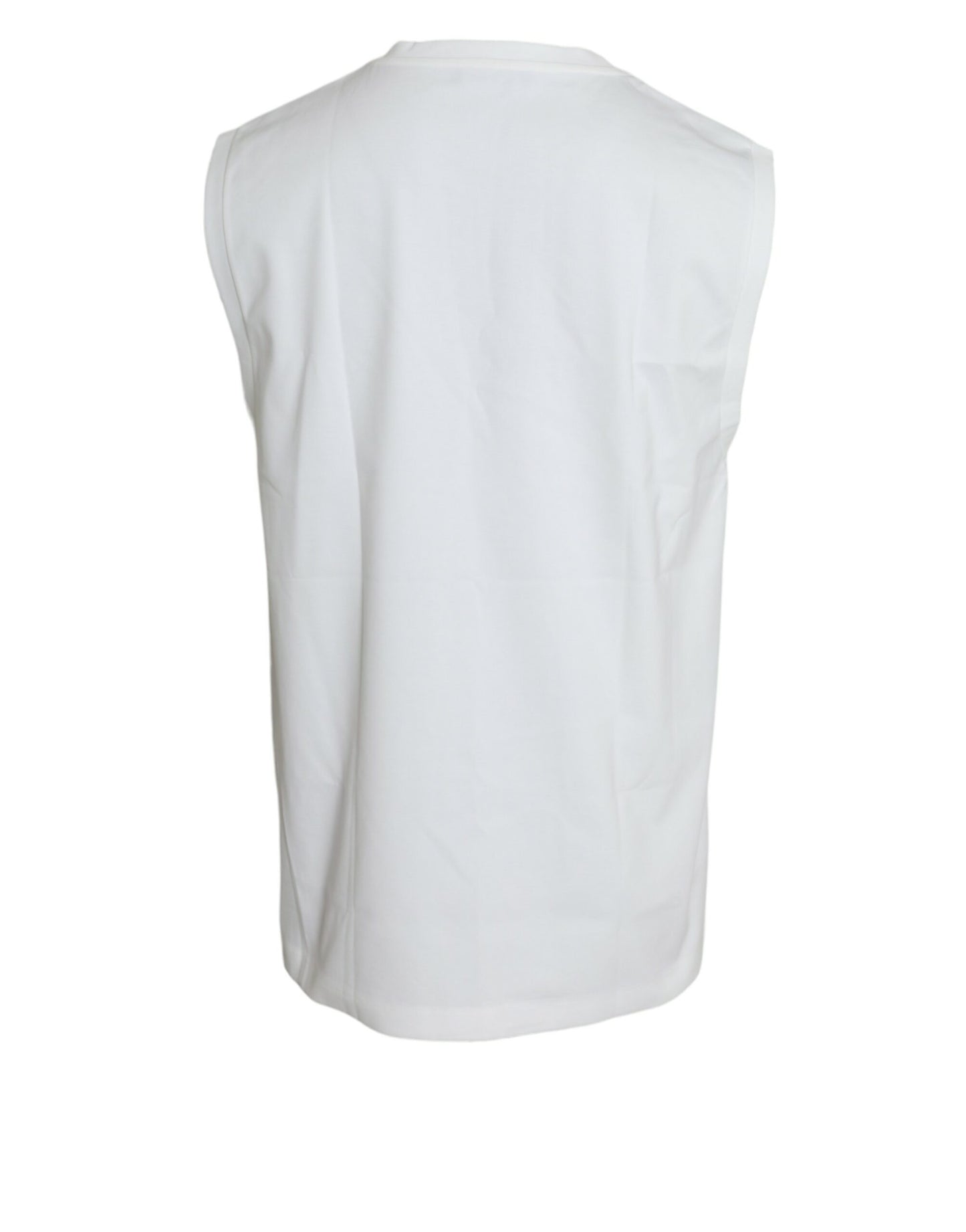 Dolce & Gabbana White Cotton Sleeveless Crewneck Tank T-shirt