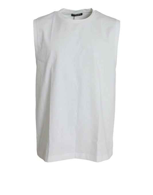 Dolce & Gabbana White Cotton Sleeveless Crewneck Tank T-shirt