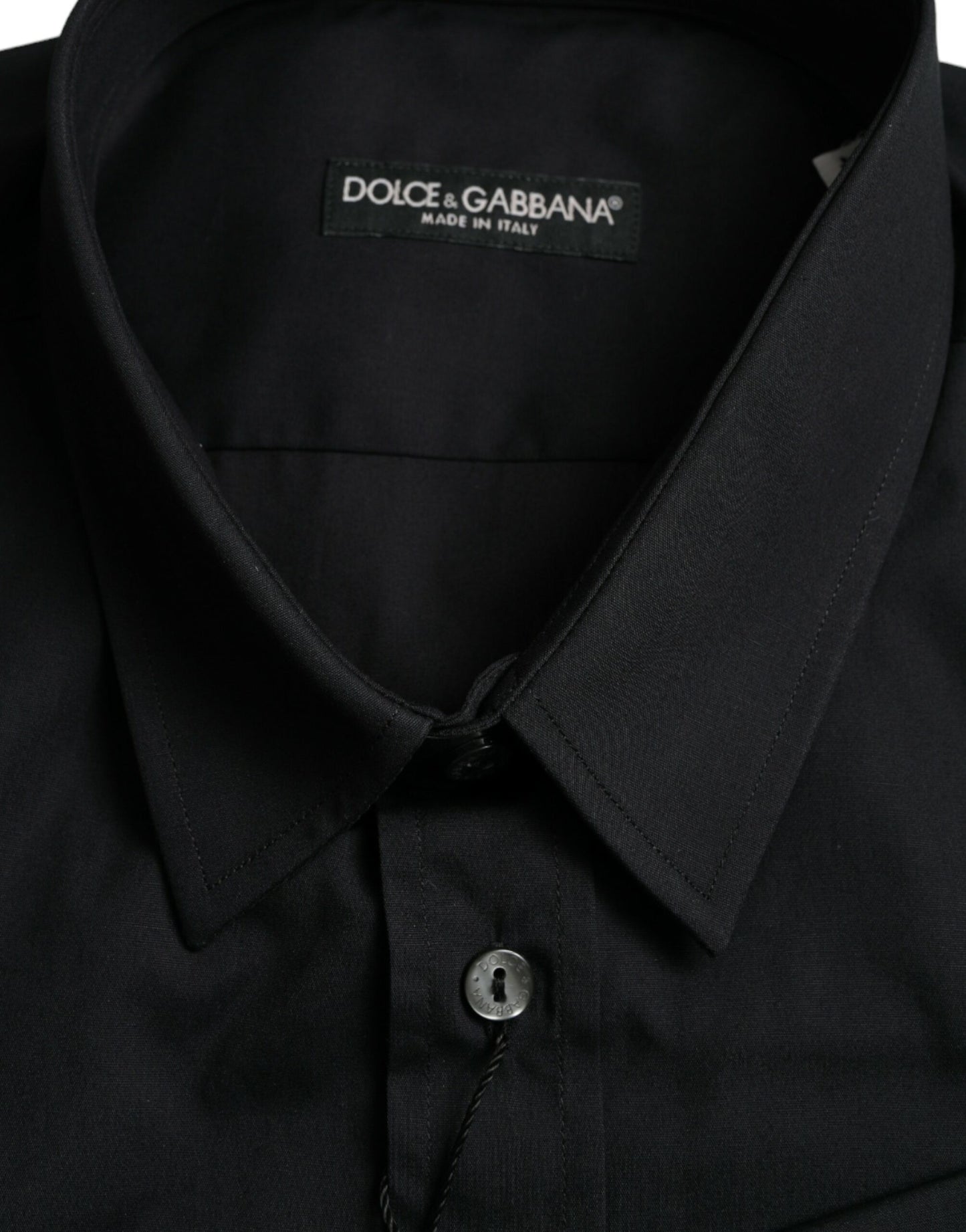 Dolce & Gabbana Black Cotton Collared Formal Dress Shirt