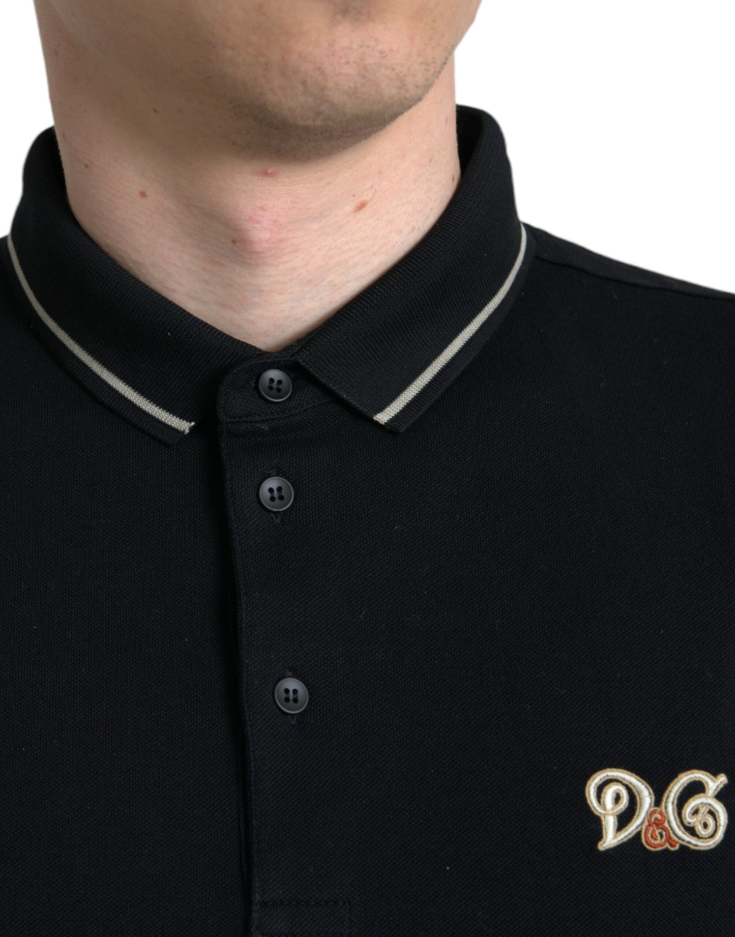 Dolce & Gabbana Black Logo Collared Short Sleeve T-shirt