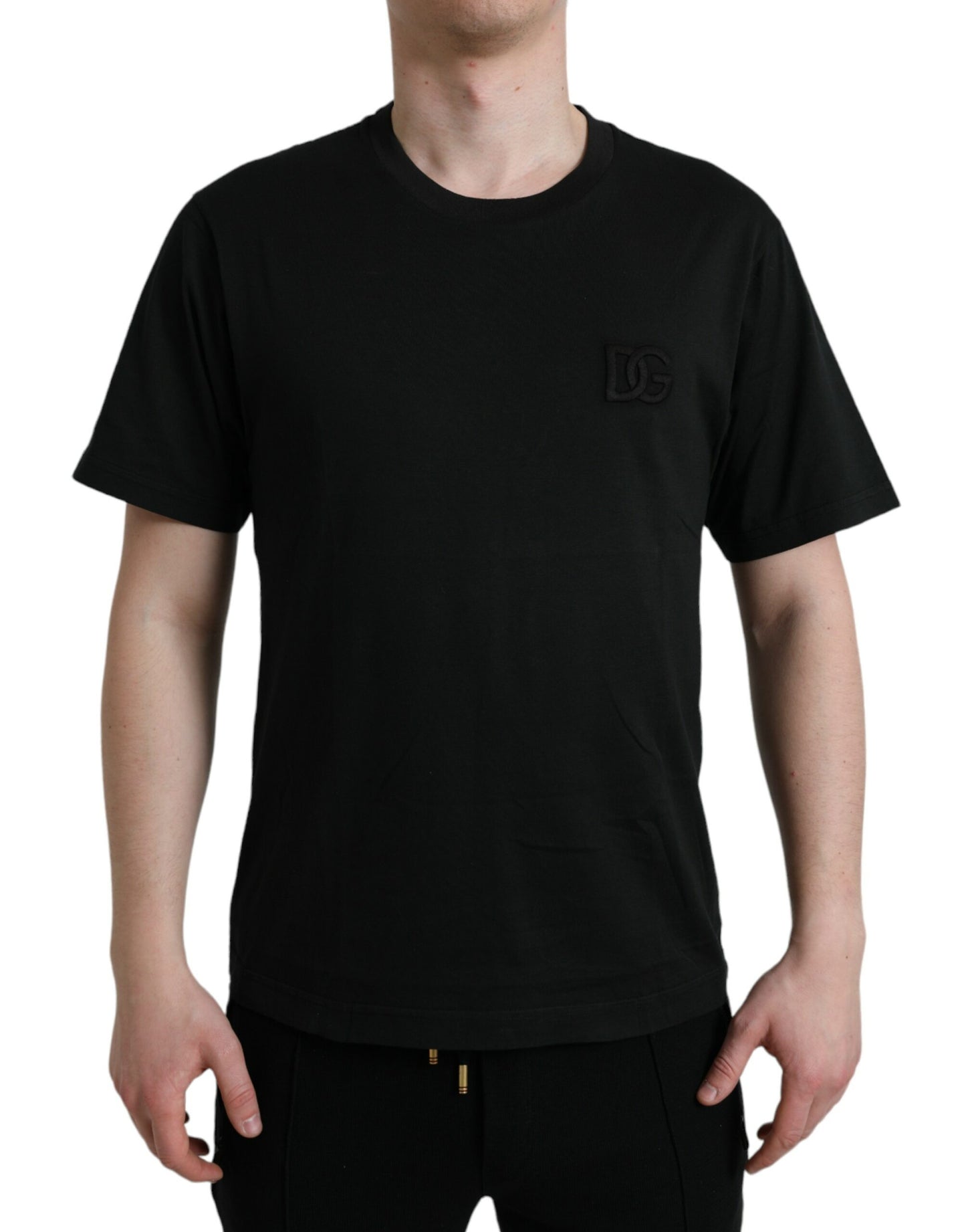 Dolce & Gabbana Black Cotton Short Sleeve Crew Neck T-shirt