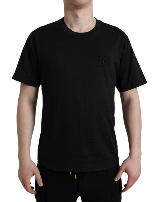 Dolce & Gabbana Black Cotton Short Sleeve Crew Neck T-shirt