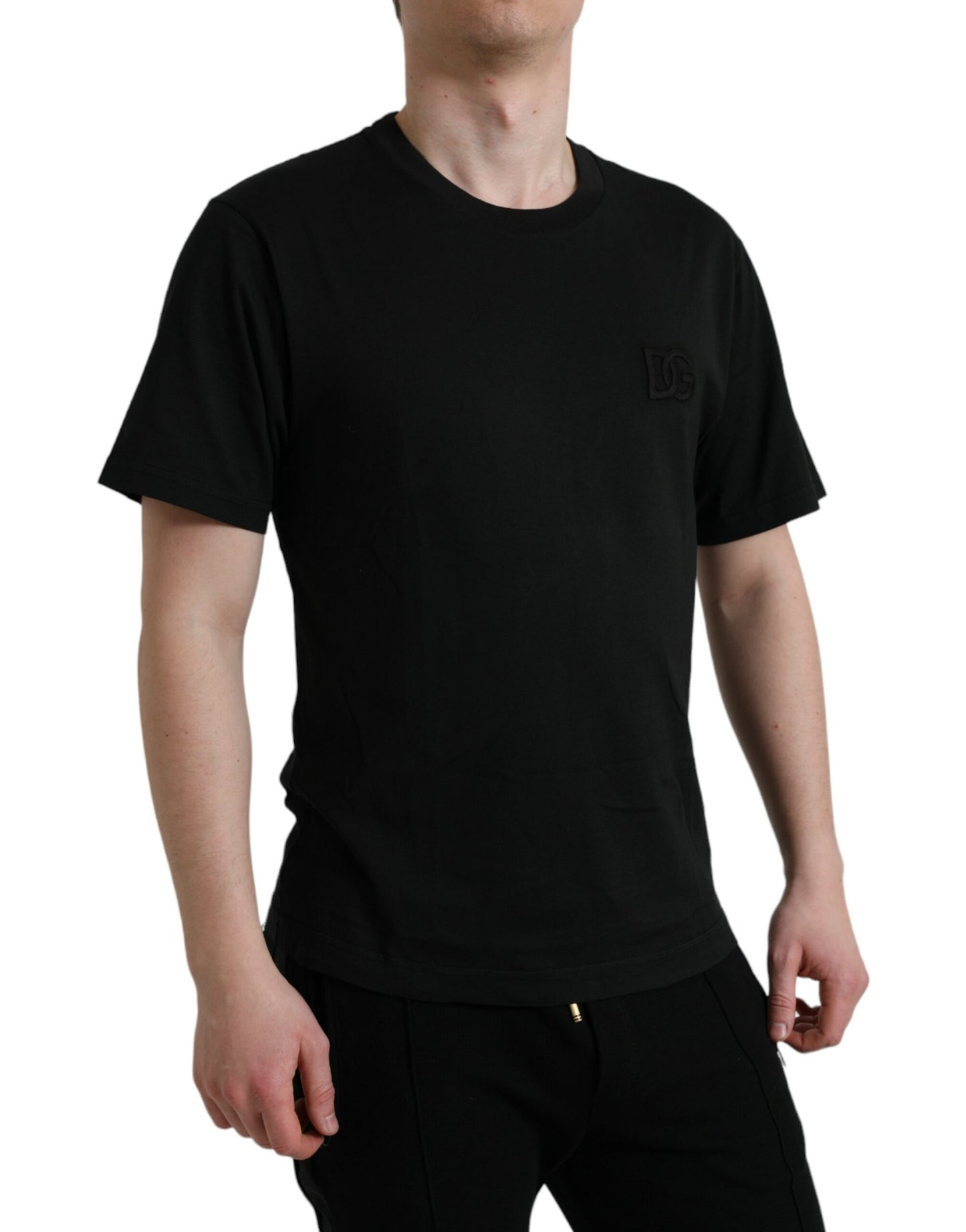 Dolce & Gabbana Black Cotton Short Sleeve Crew Neck T-shirt